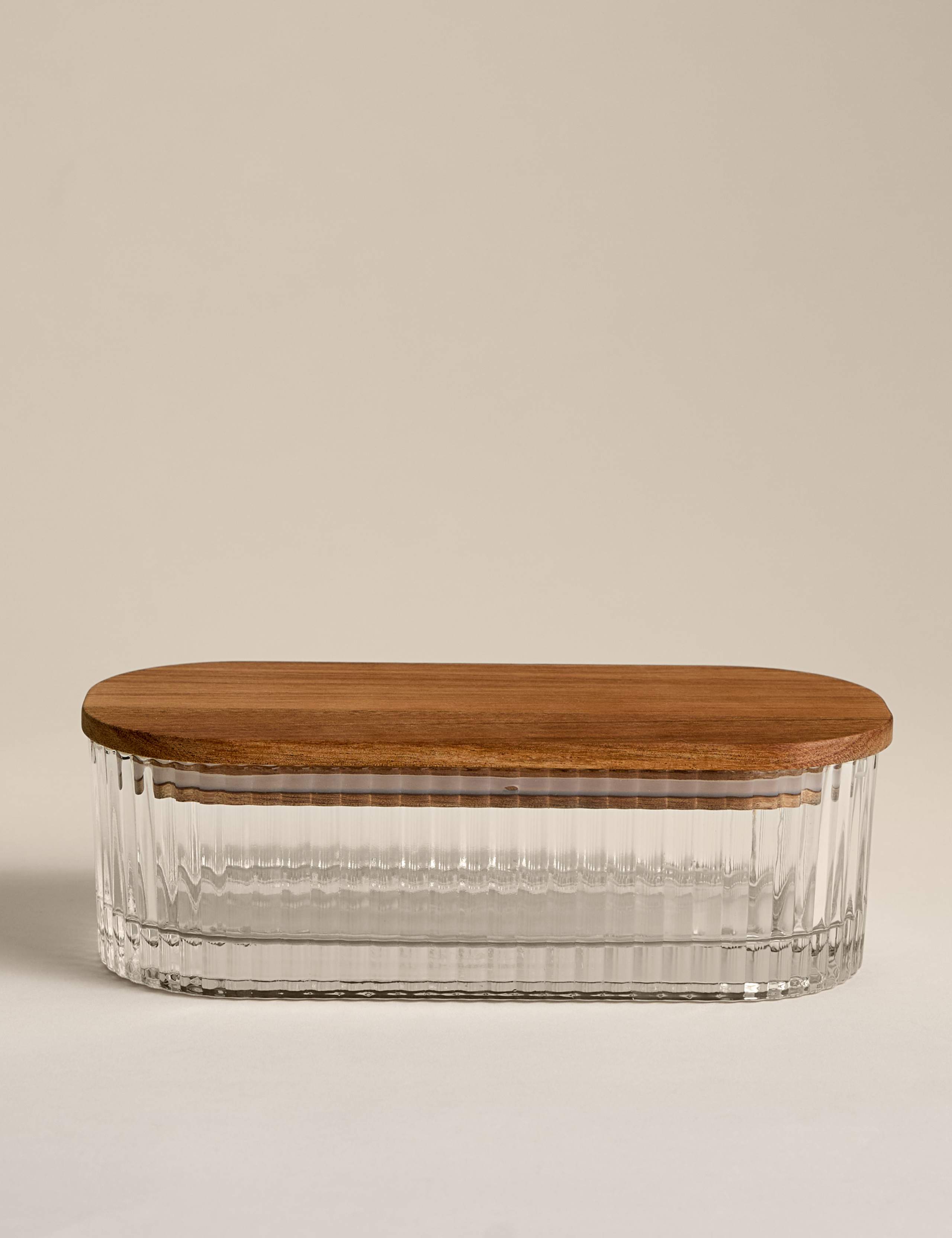 Small Ribbed Glass Container 1 of 4