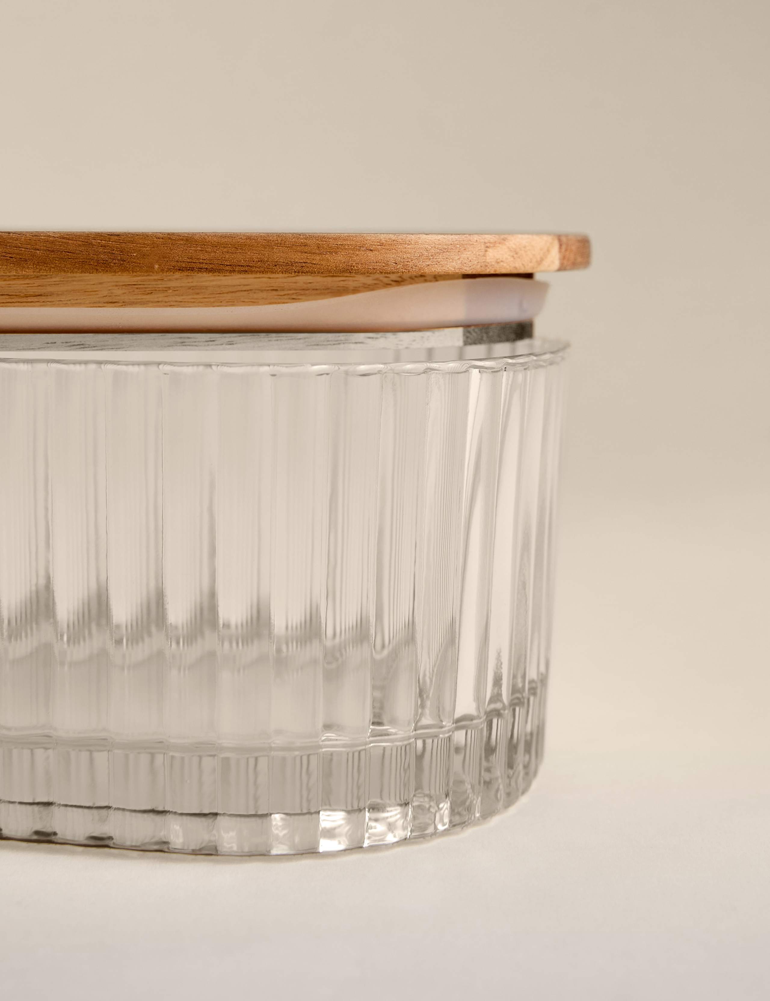 Medium Ribbed Glass Container 2 of 4