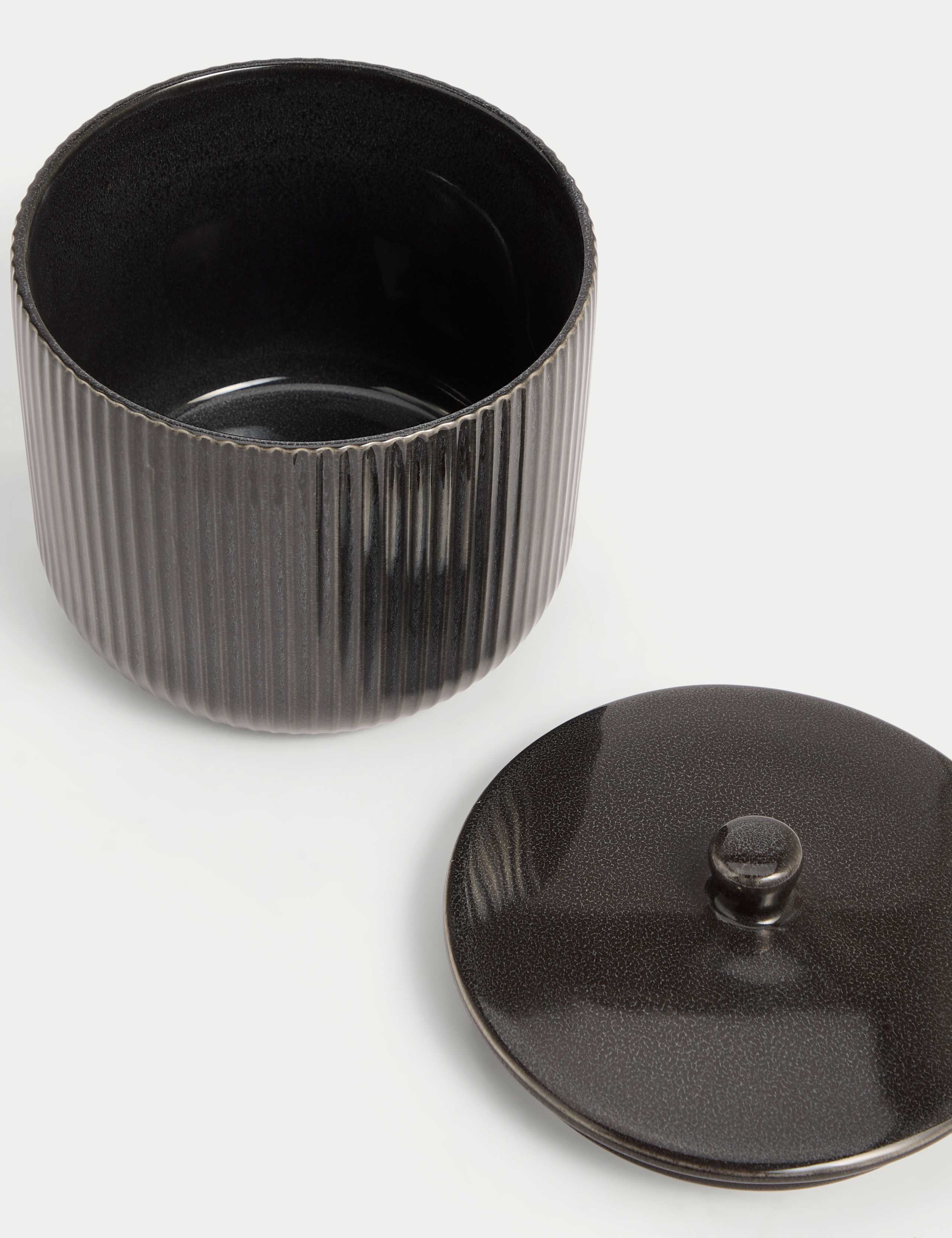 Wide Ribbed Glazed Storage Jar 2 of 3