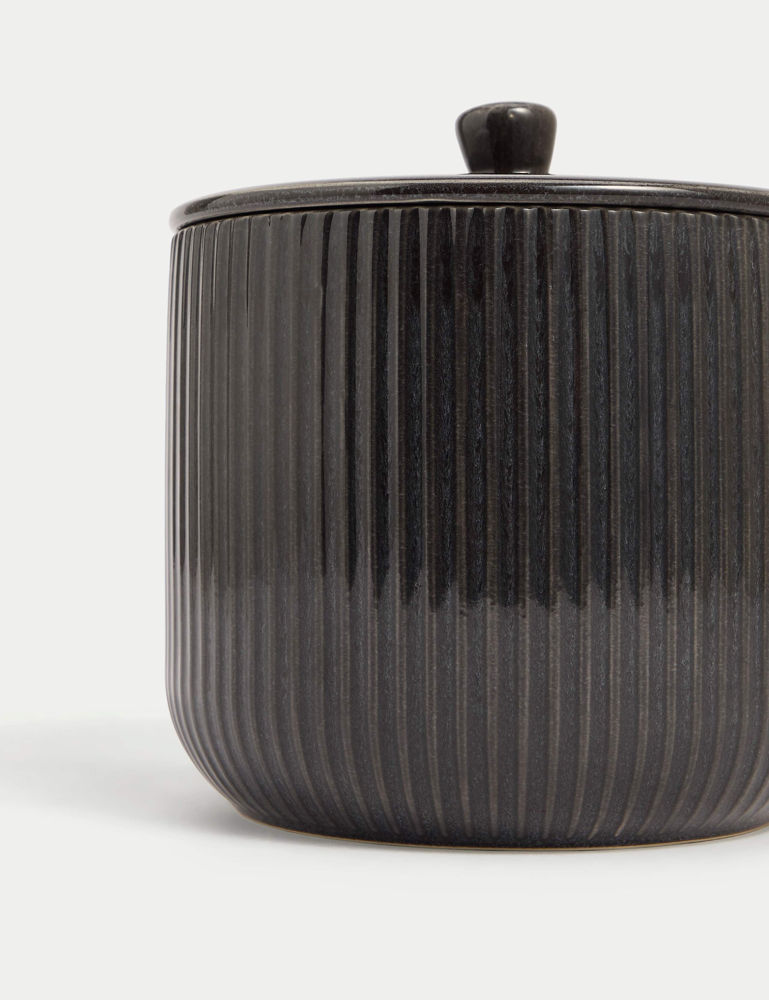 Wide Ribbed Glazed Storage Jar 3 of 3