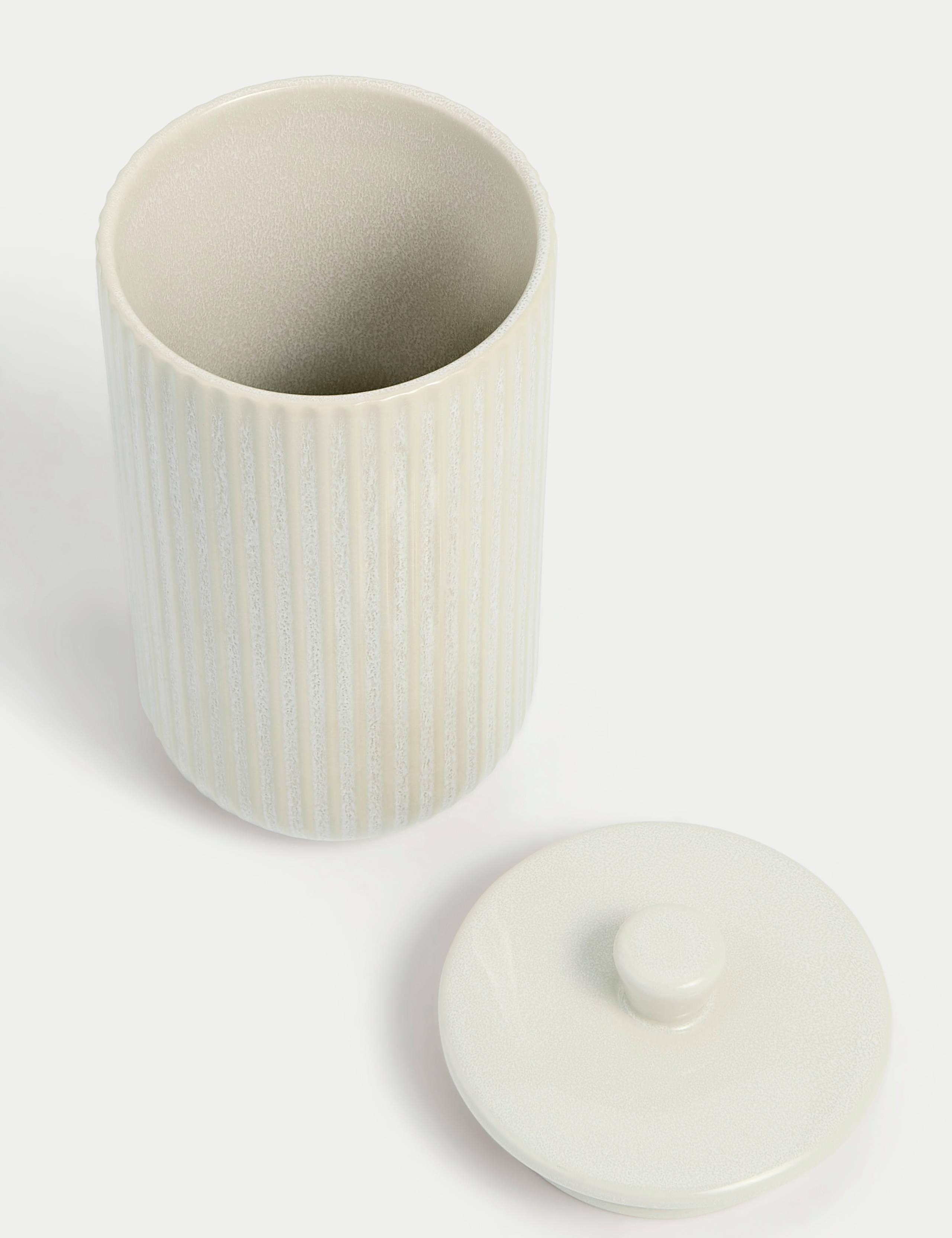 Large Ribbed Glazed Storage Jar 2 of 3