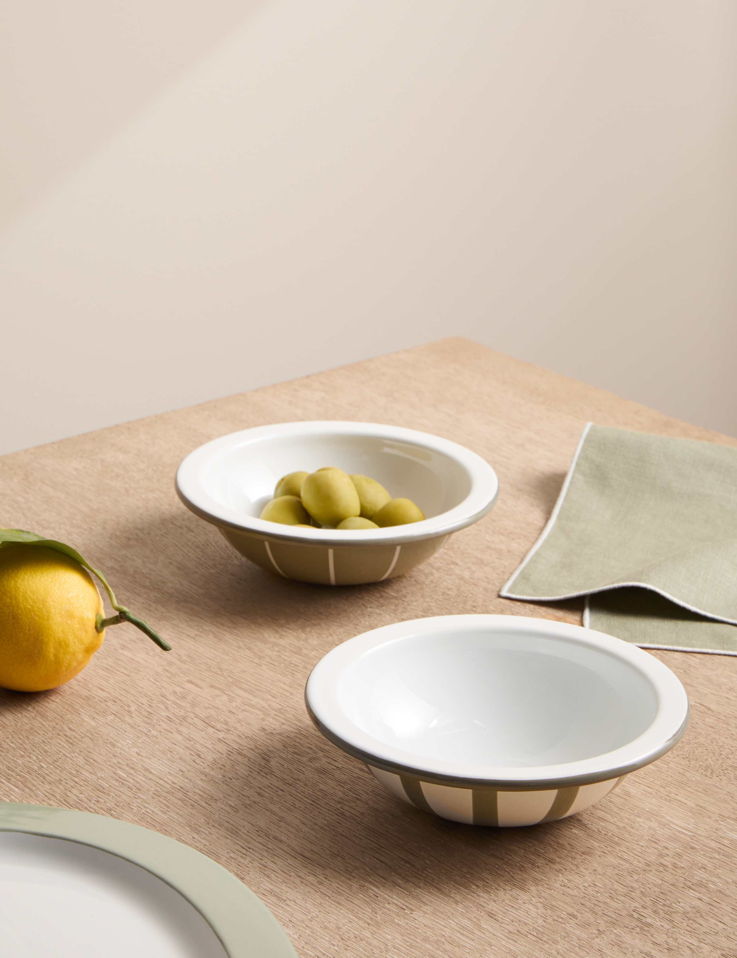 Set of 2 Enamel Striped Nibble Bowls 1 of 6