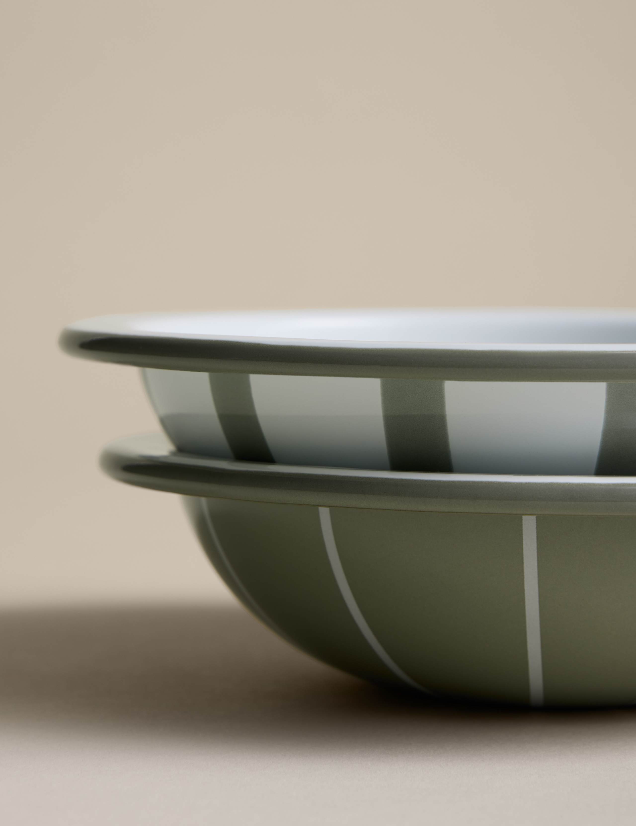 Set of 2 Enamel Striped Nibble Bowls 4 of 6