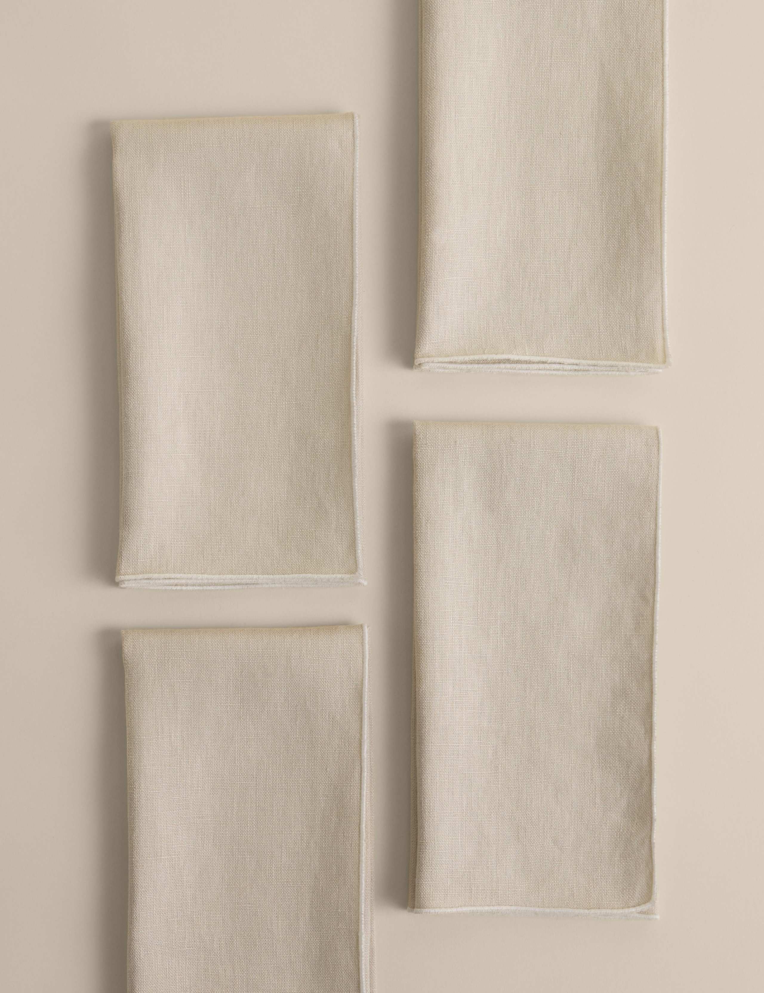 4 Pack Pure Linen Embroidered Edge Napkins 2 of 4