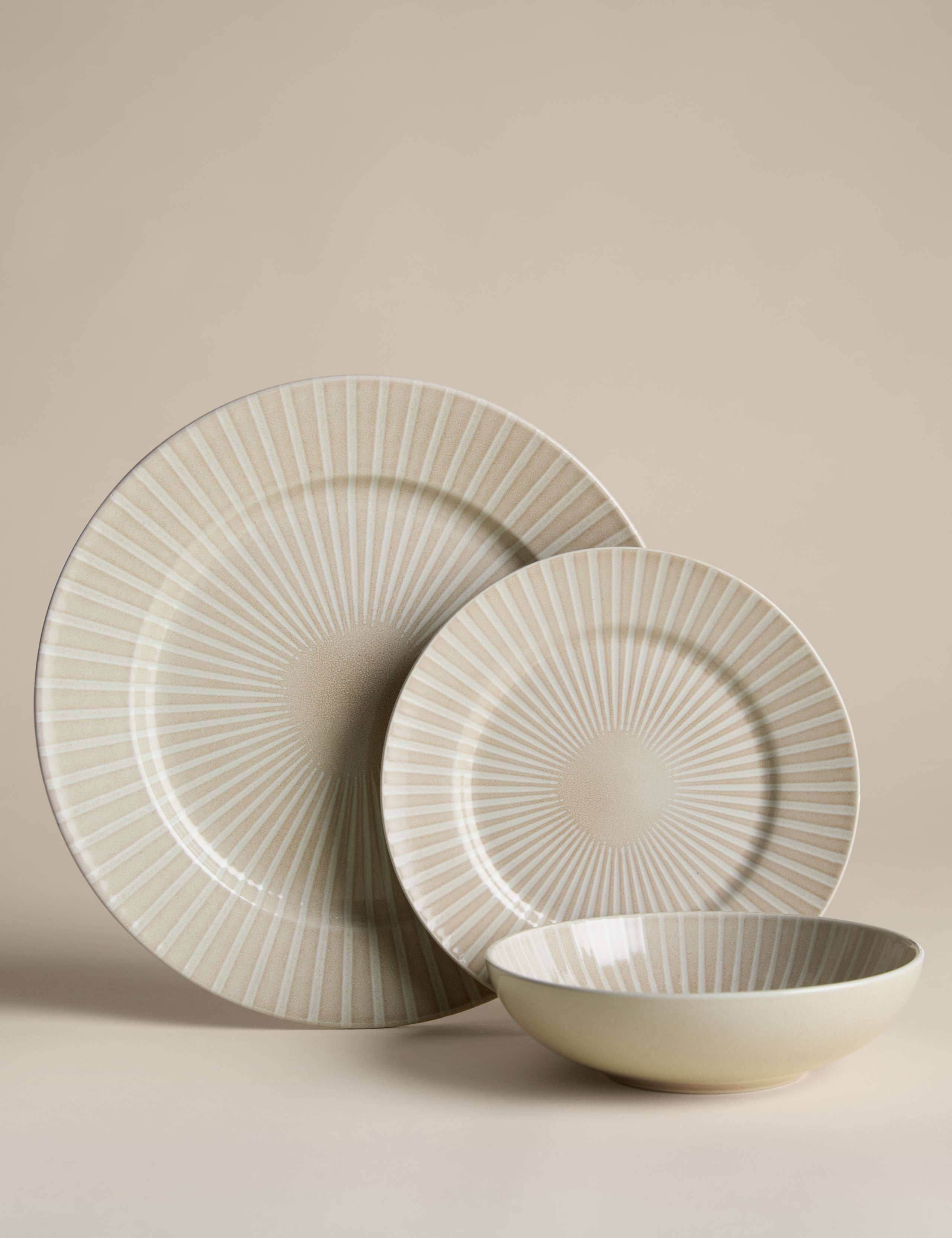 12 Piece Reactive Striped Dinner Set 5 of 6