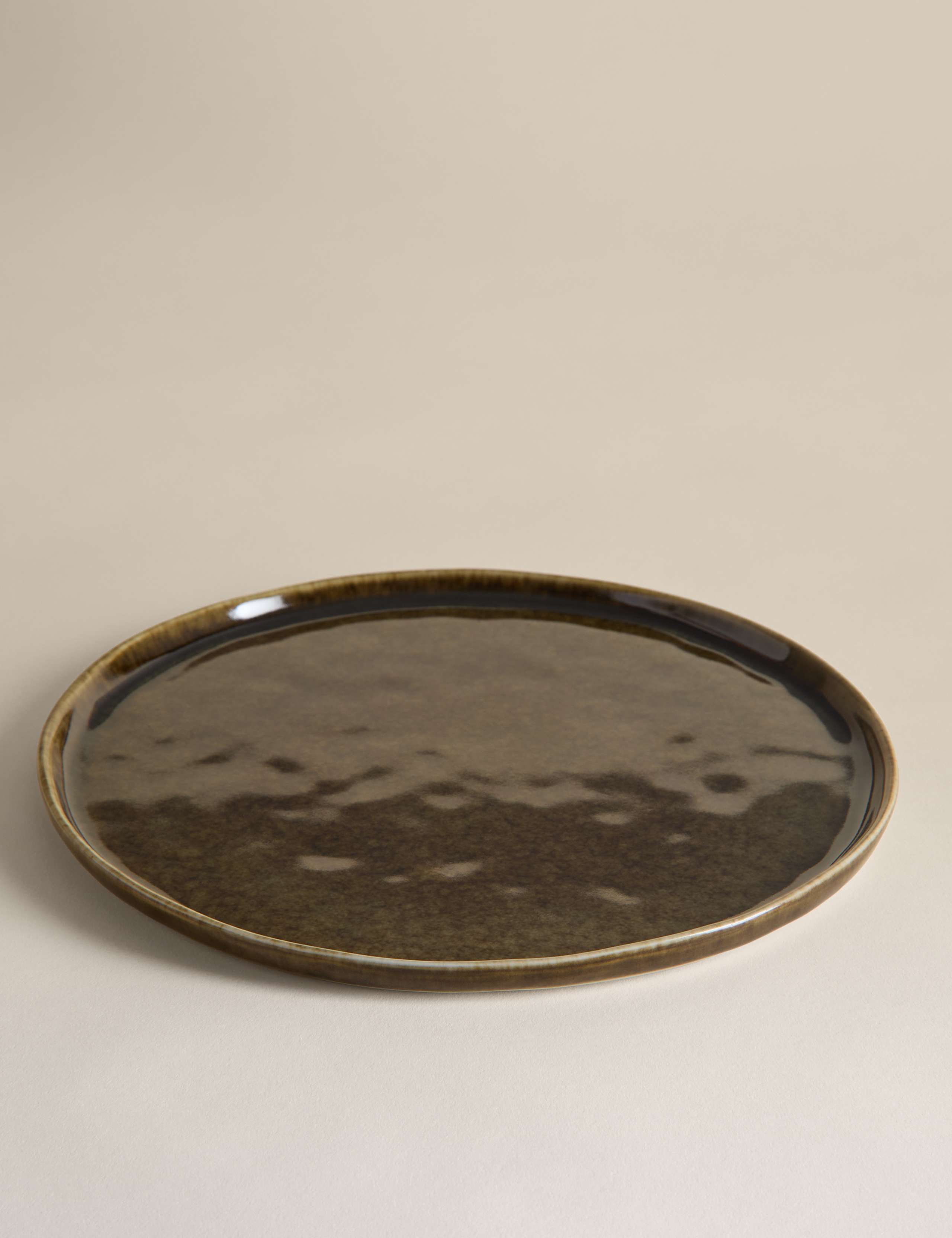 Straight Side Reactive Glaze Dinner Plate 1 of 4