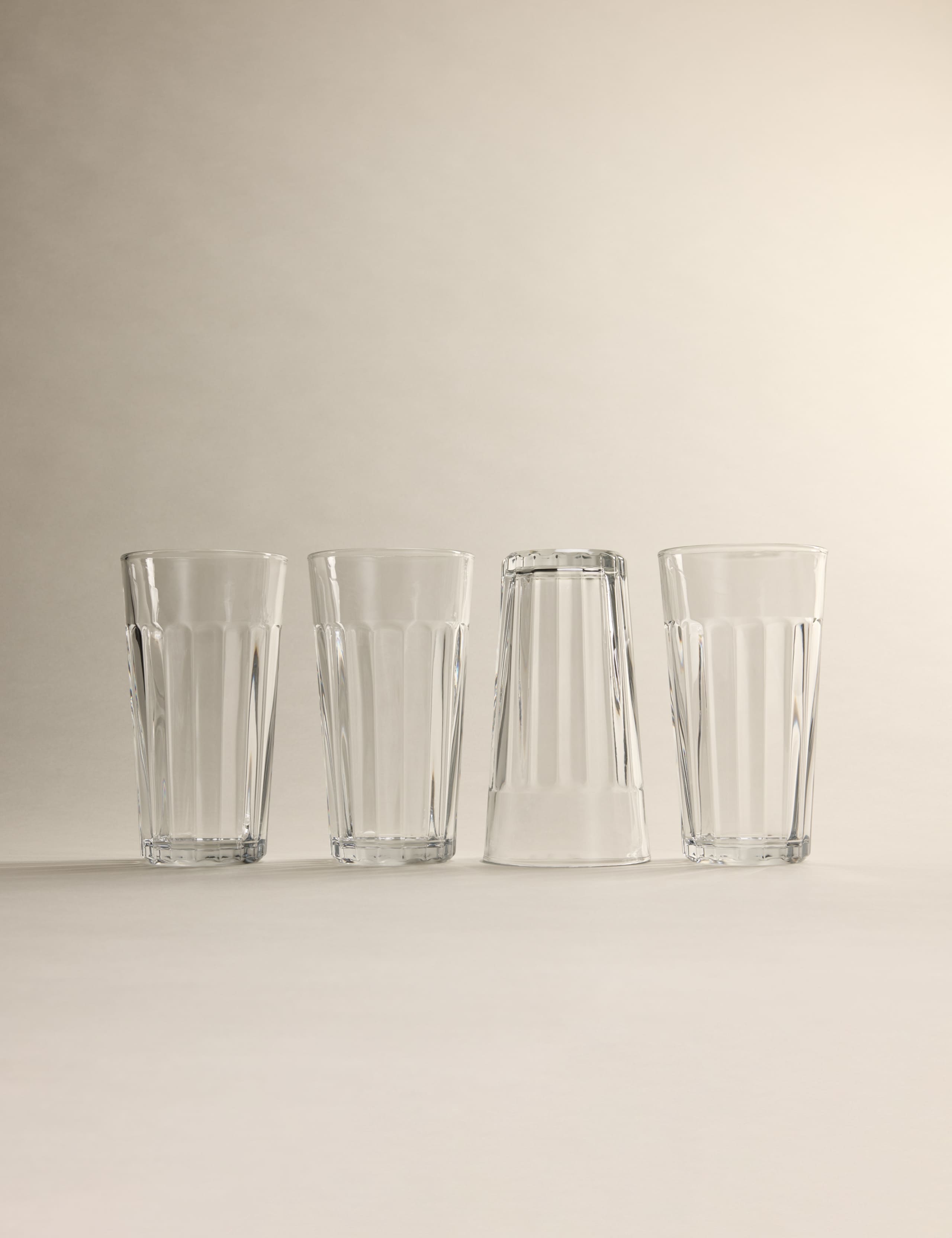 Set of 4 Linear Ribbed Hi Ball Glasses 3 of 5