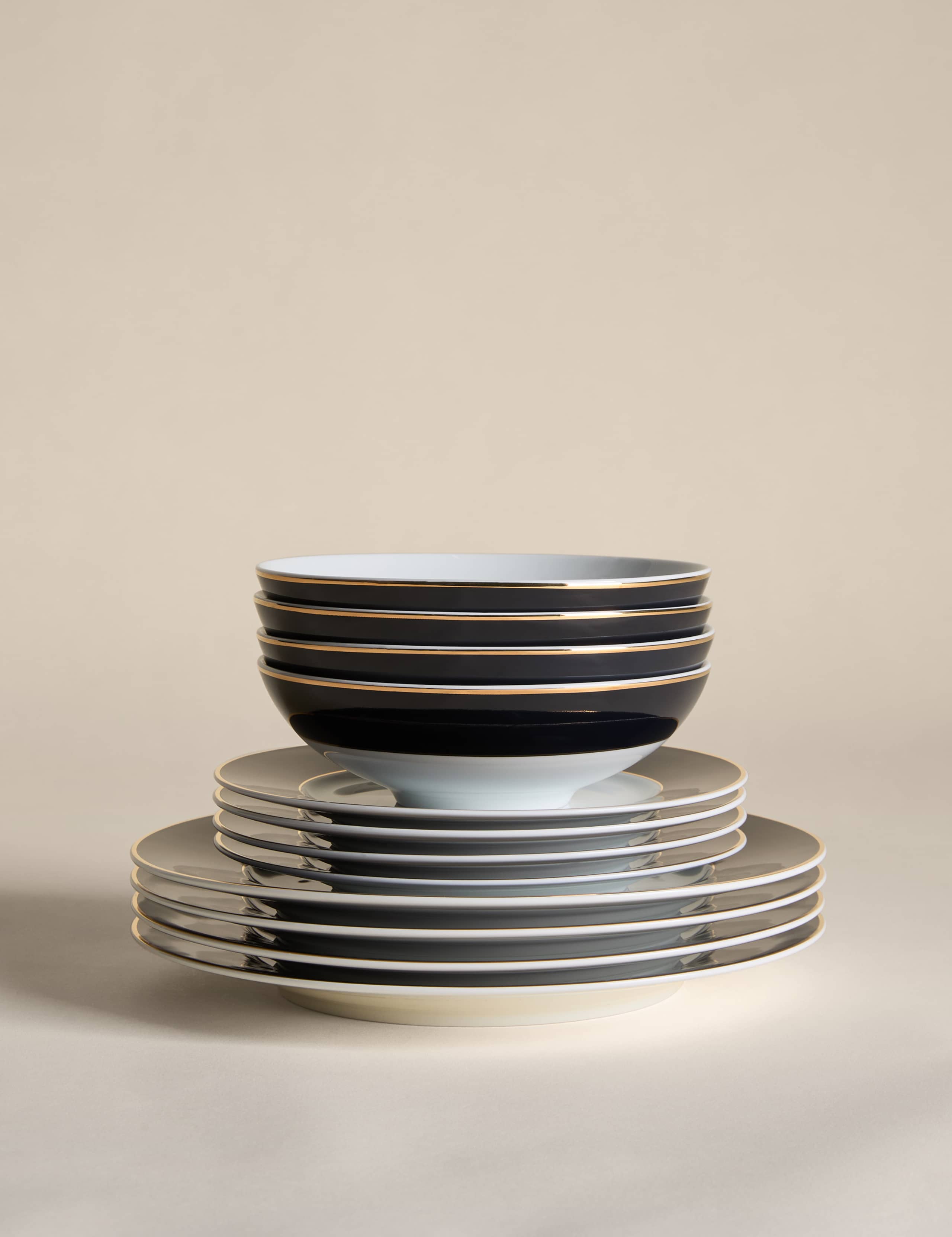12 Piece Maxim Gilded Rim Dinner Set 4 of 5