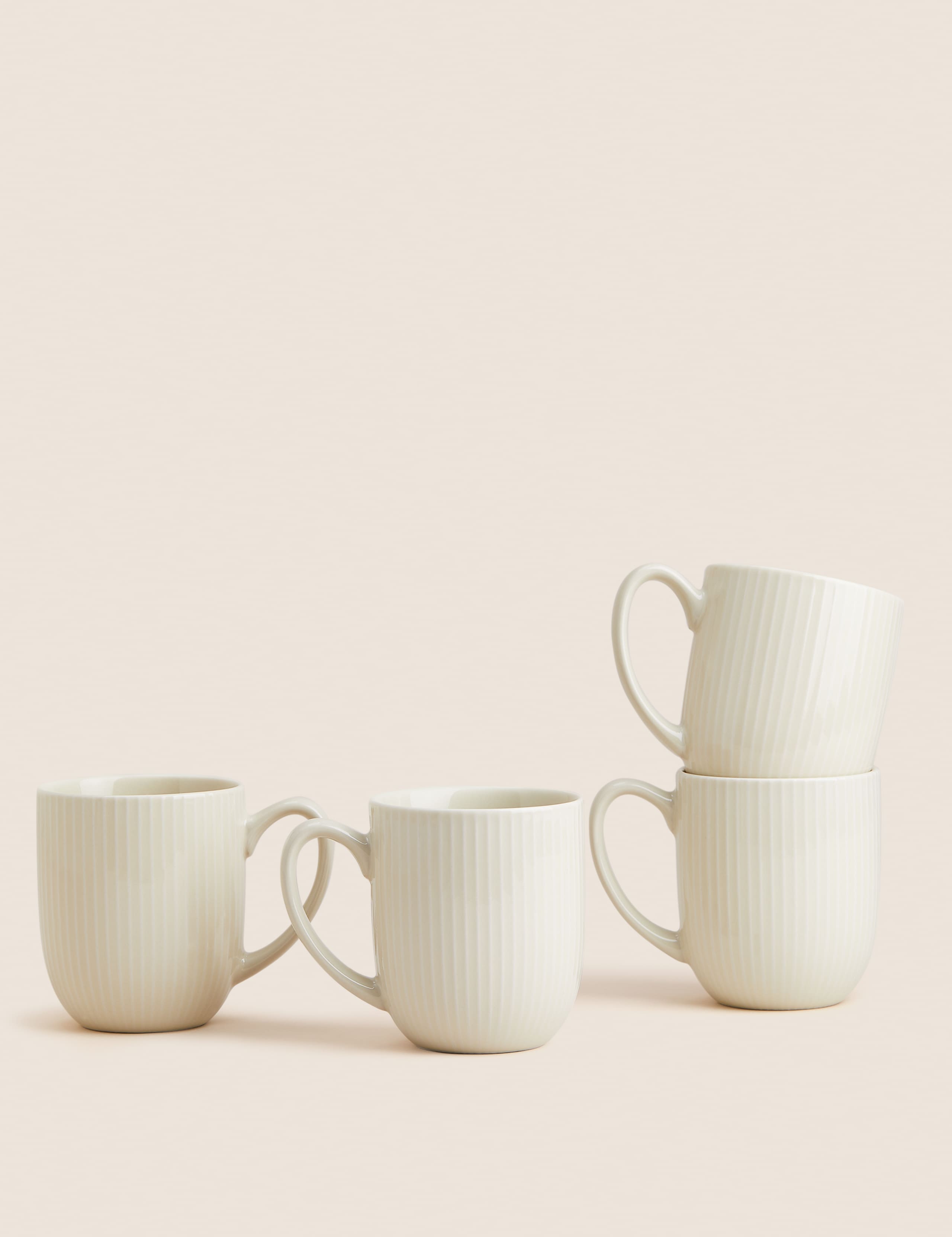 Set of 4 Ribbed Glazed Mugs 1 of 4