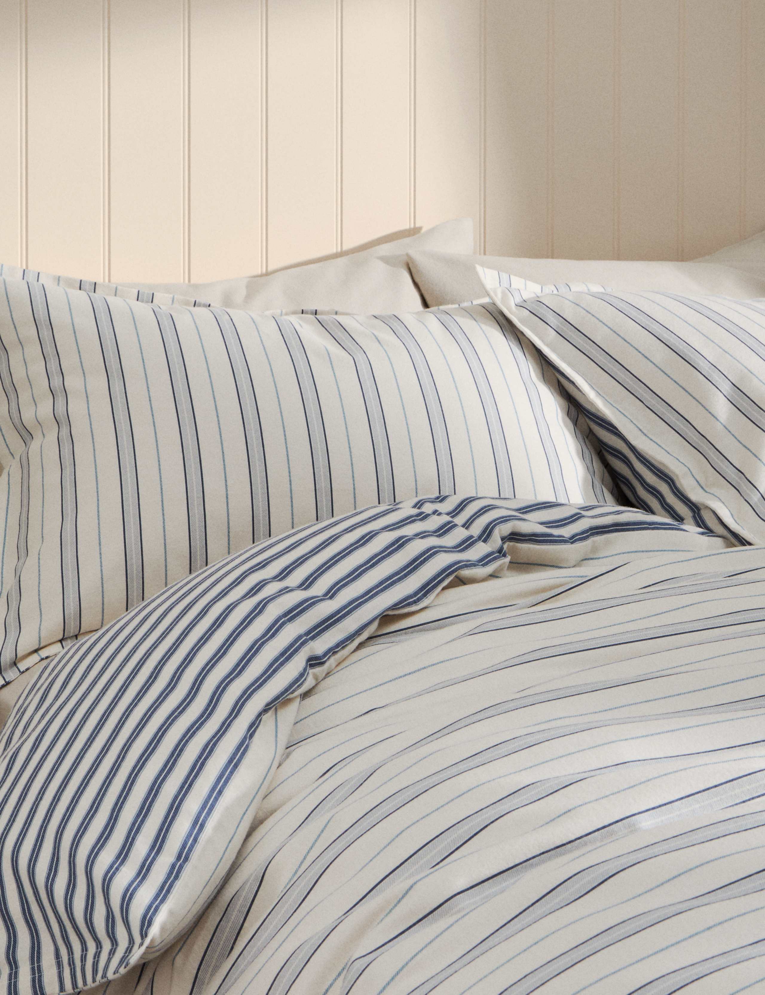 Pure Brushed Cotton Striped Bedding Set 1 of 5