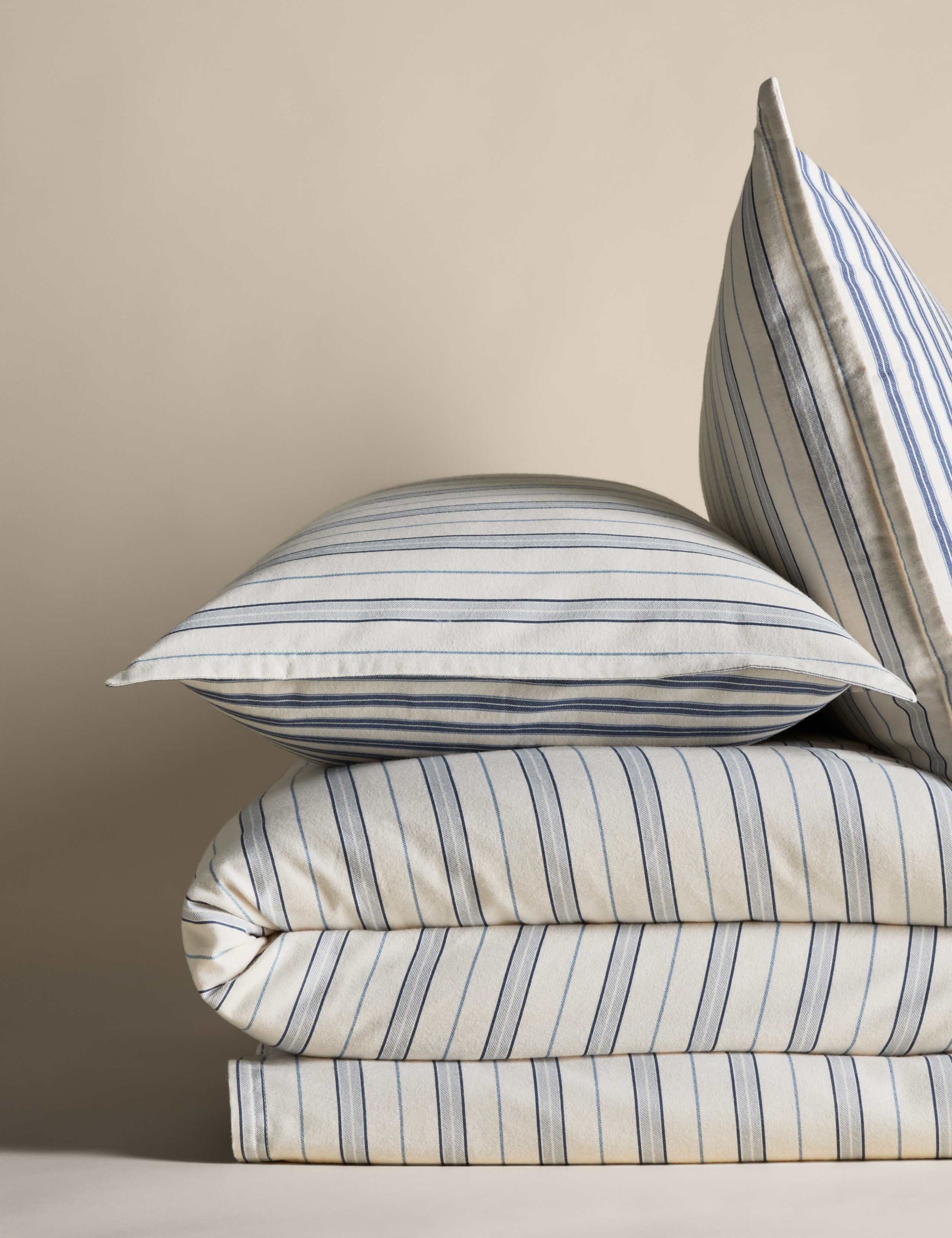 Pure Brushed Cotton Striped Bedding Set 2 of 5