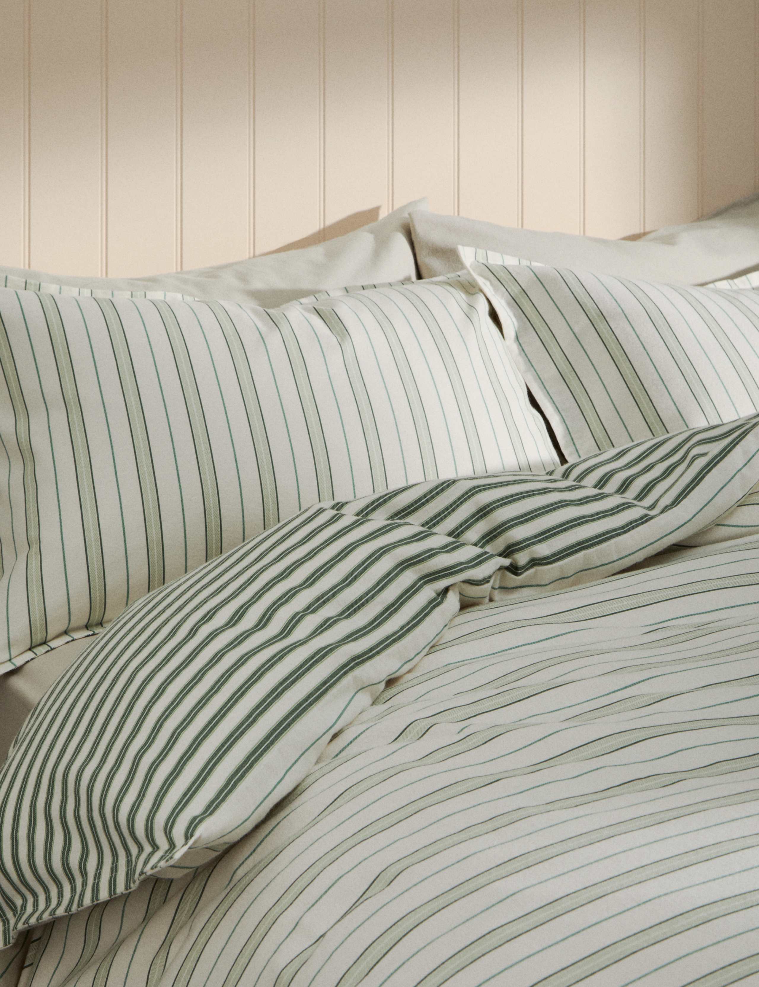 Pure Brushed Cotton Striped Bedding Set 1 of 5