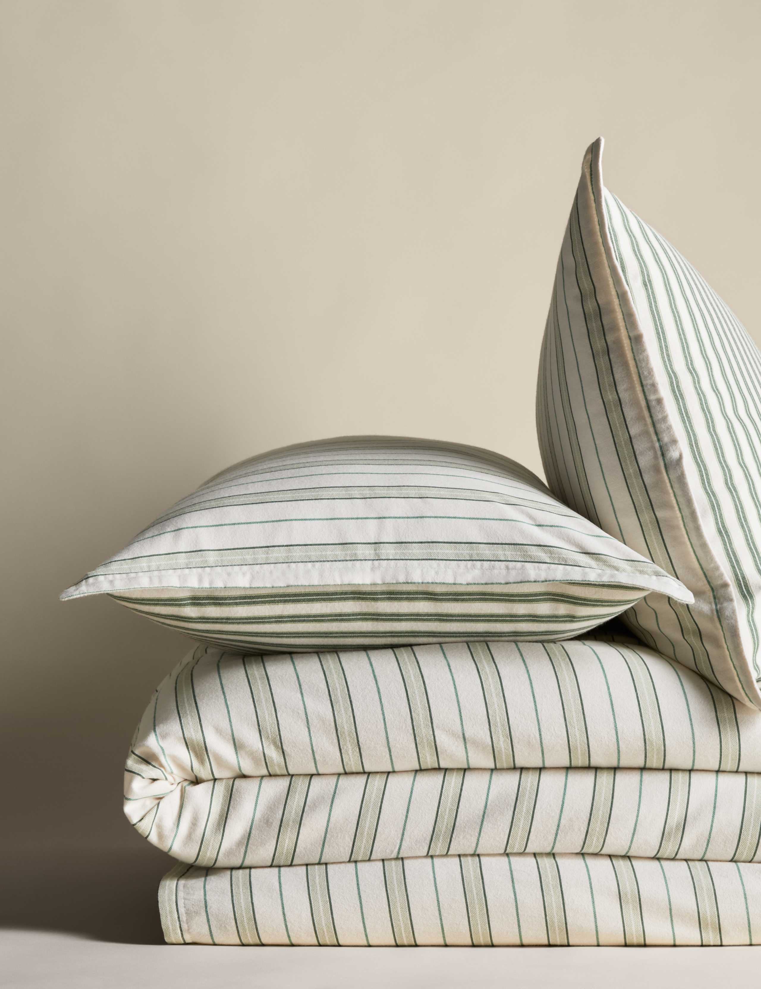 Pure Brushed Cotton Striped Bedding Set 2 of 5