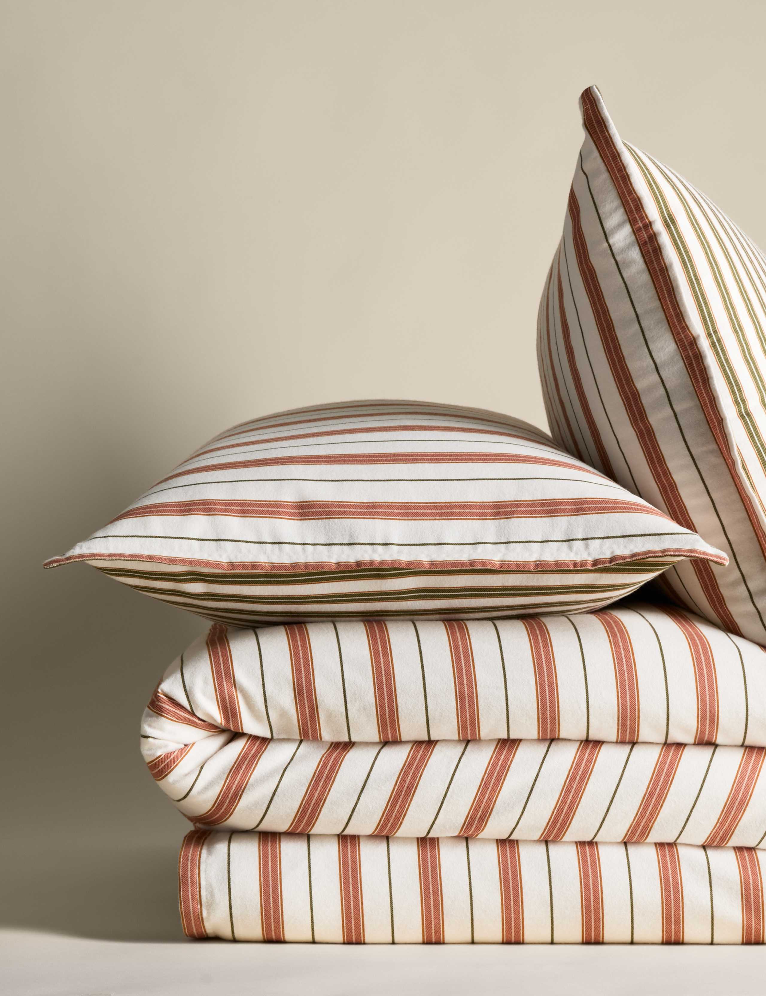 Pure Brushed Cotton Striped Bedding Set 2 of 5