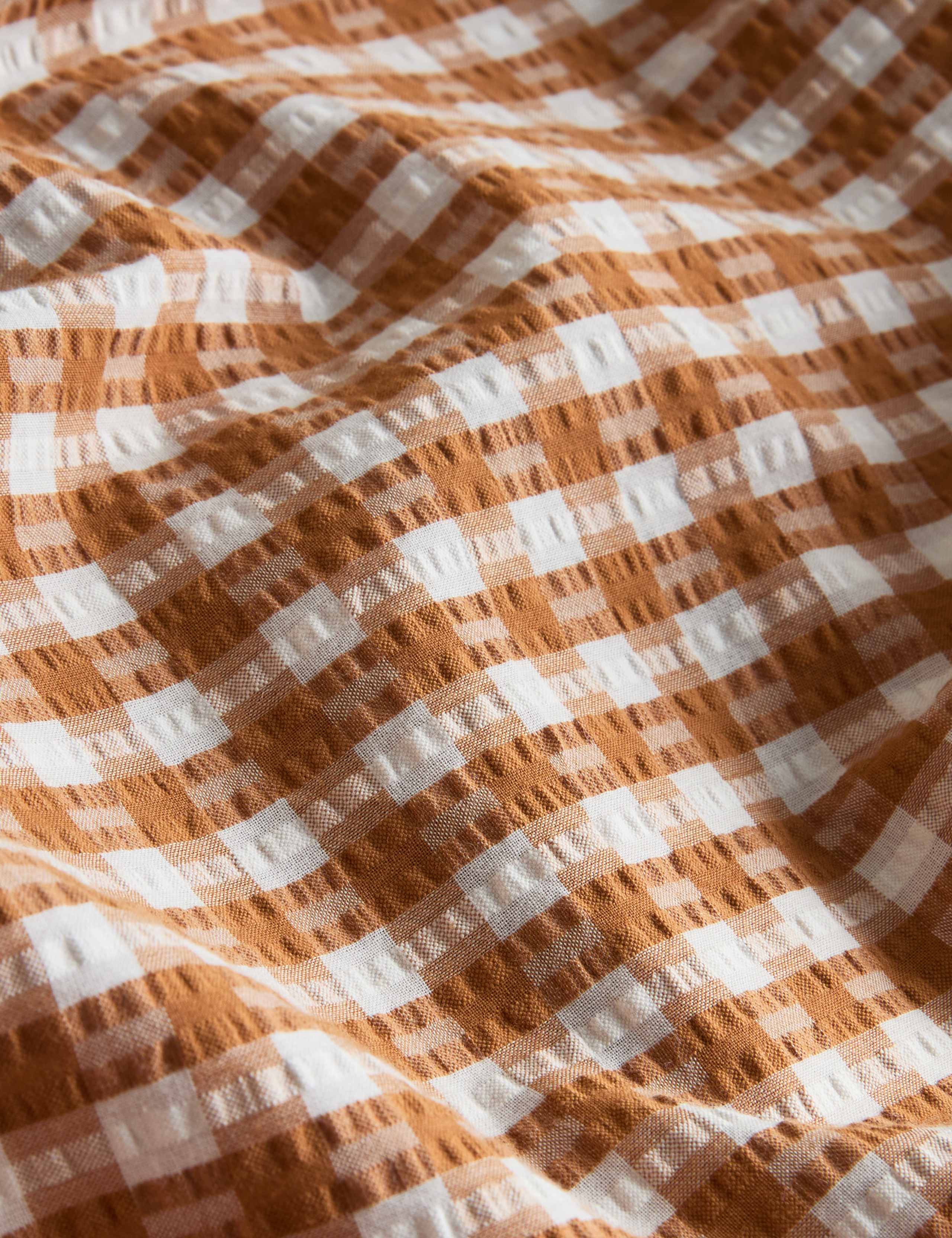 Pure Cotton Gingham Ruffle Bedding Set 4 of 5