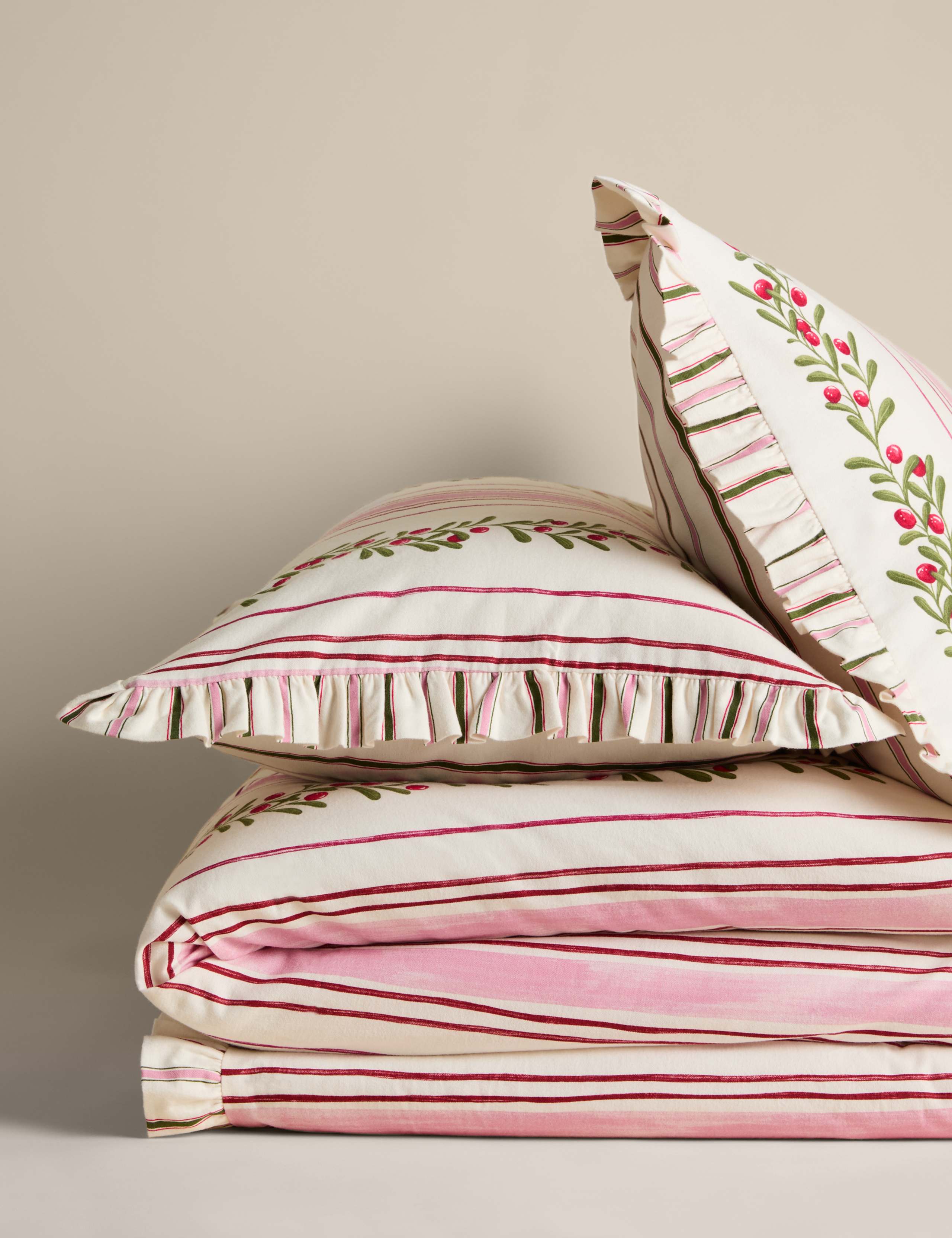 Pure Cotton Striped Foliage Bedding Set 2 of 5