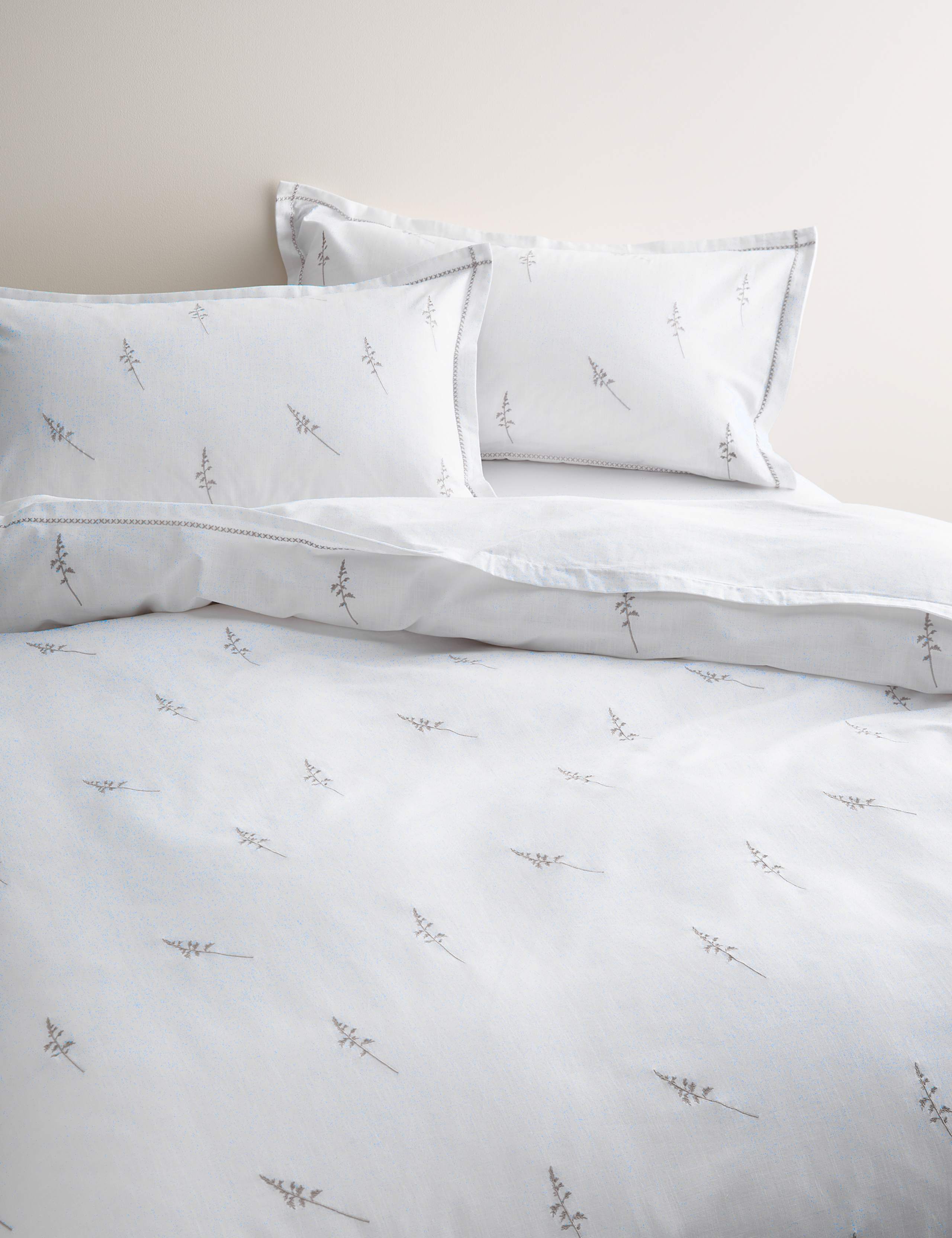 Pure Cotton Embroidered Sprig Bedding Set 1 of 5