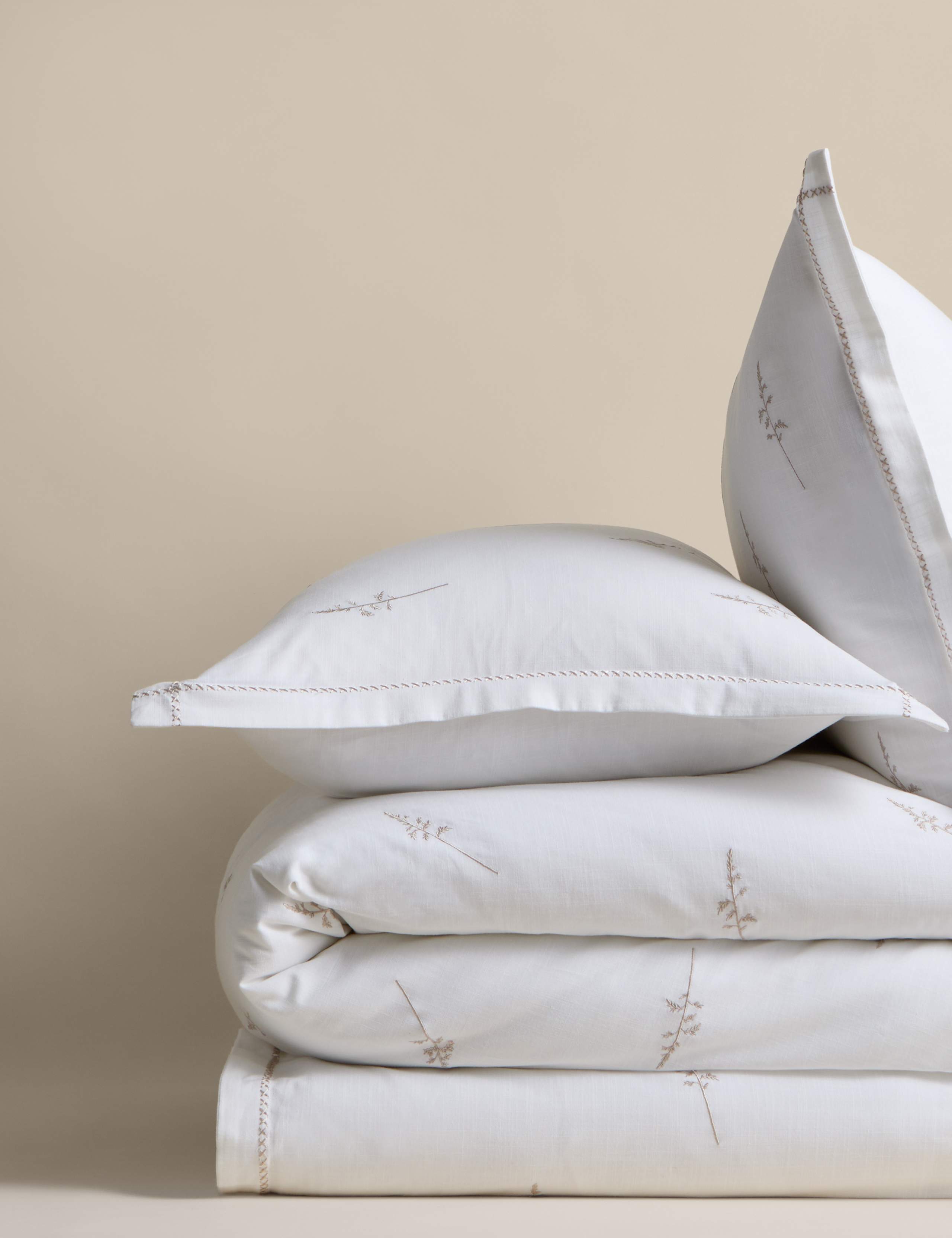 Pure Cotton Embroidered Sprig Bedding Set 2 of 5