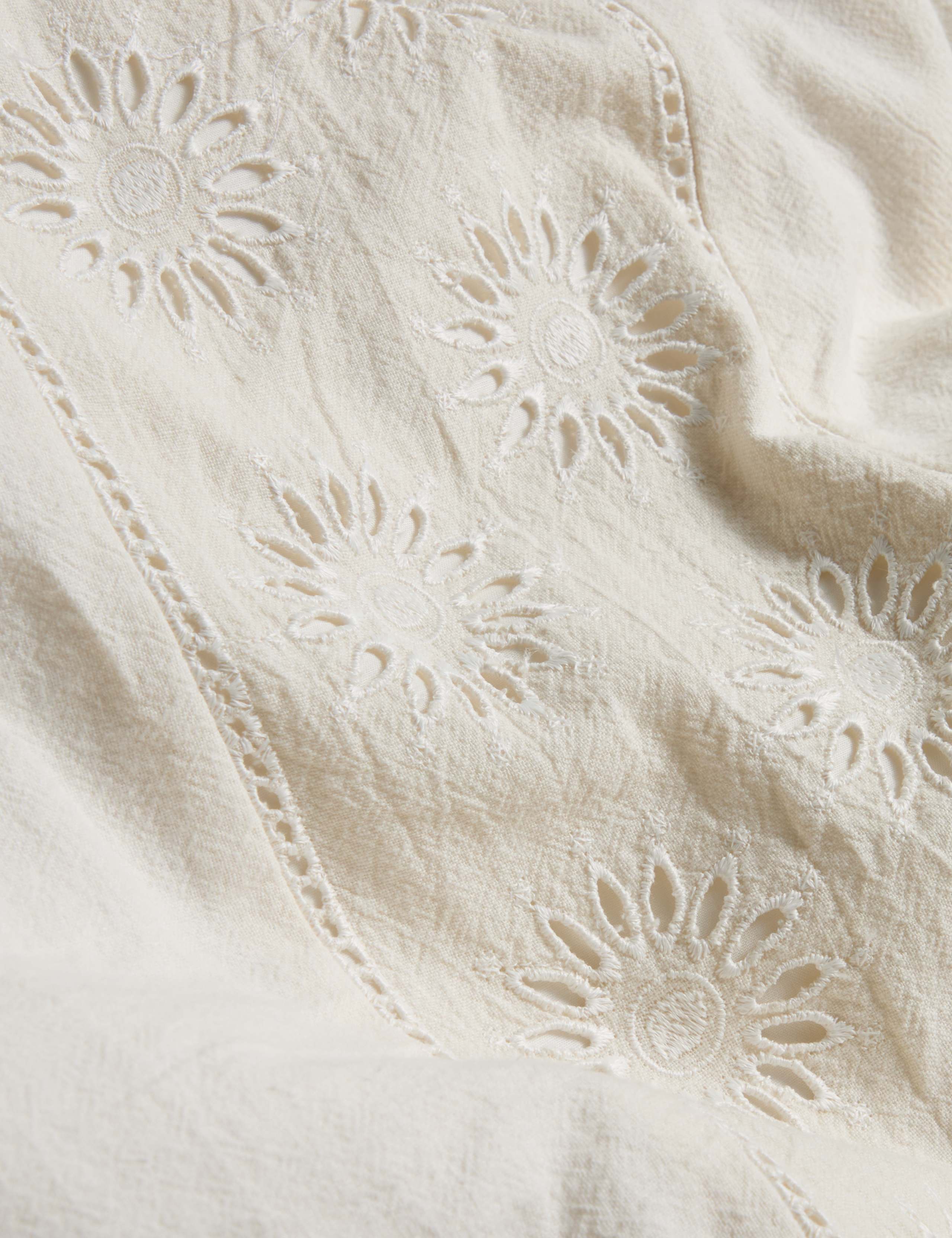 Linen Rich Schiffli Embroidered Bedding Set 4 of 5