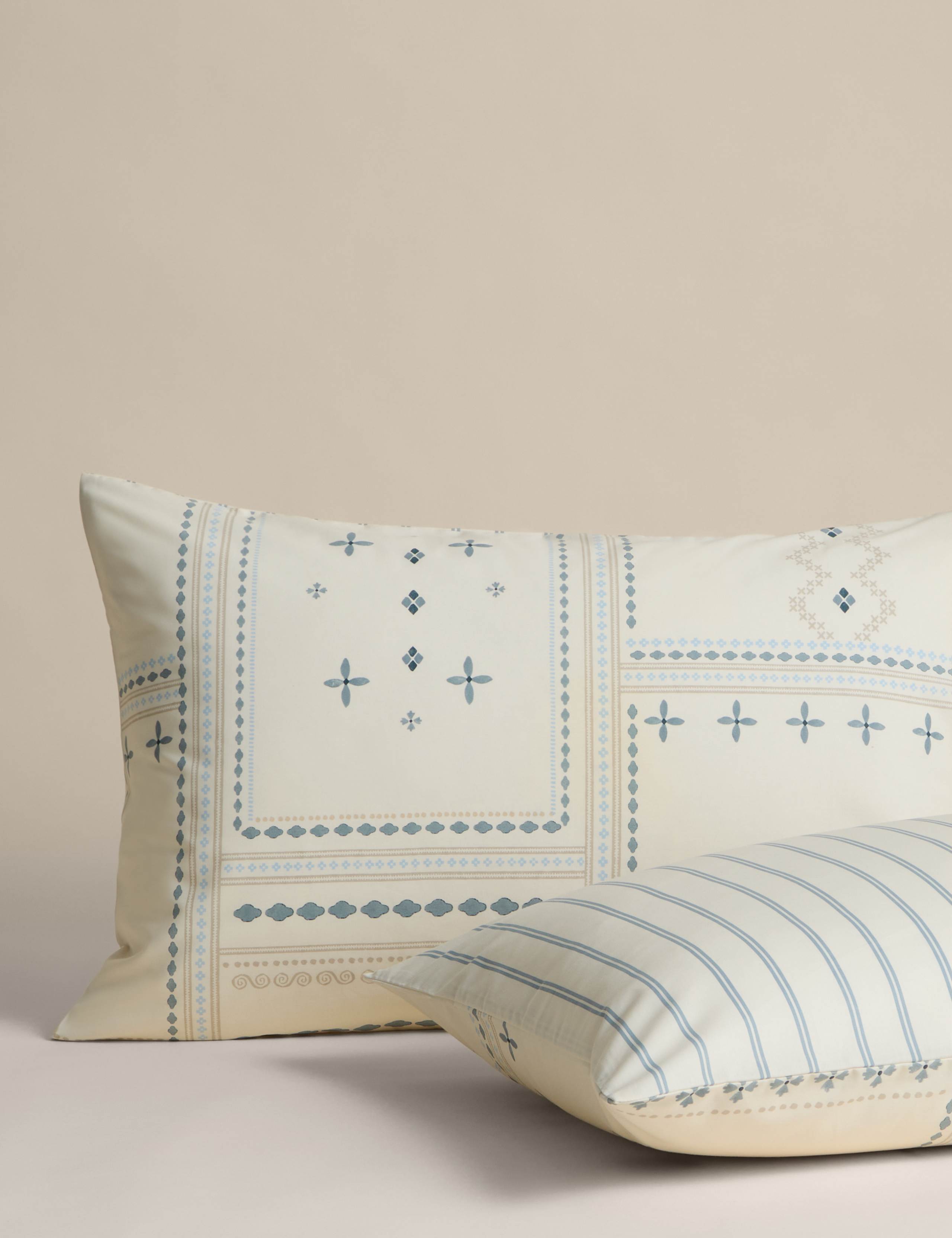 Pure Cotton Coastal Tile Print Bedding Set 3 of 5