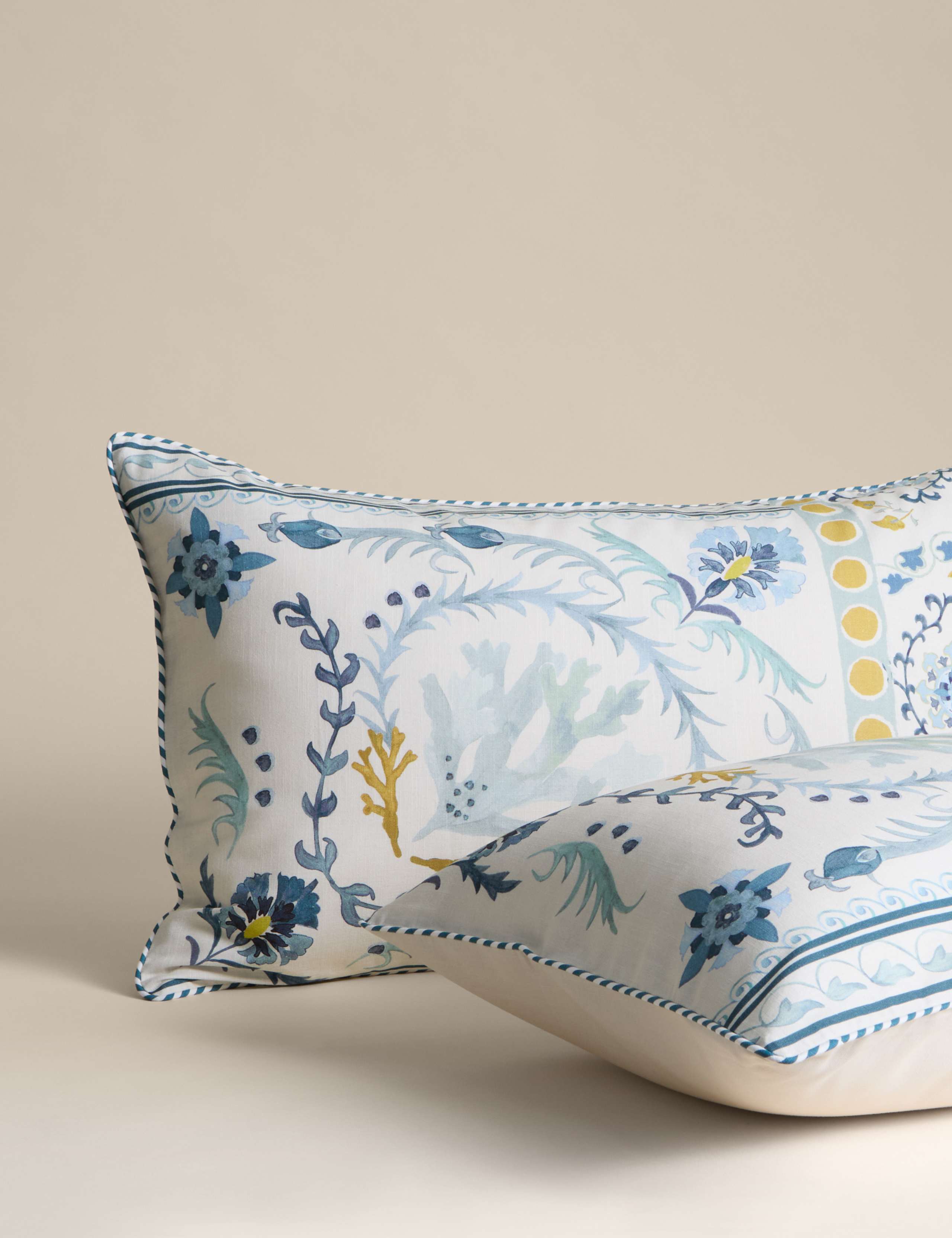 Pure Cotton Coastal Suzani Bedding Set 3 of 5