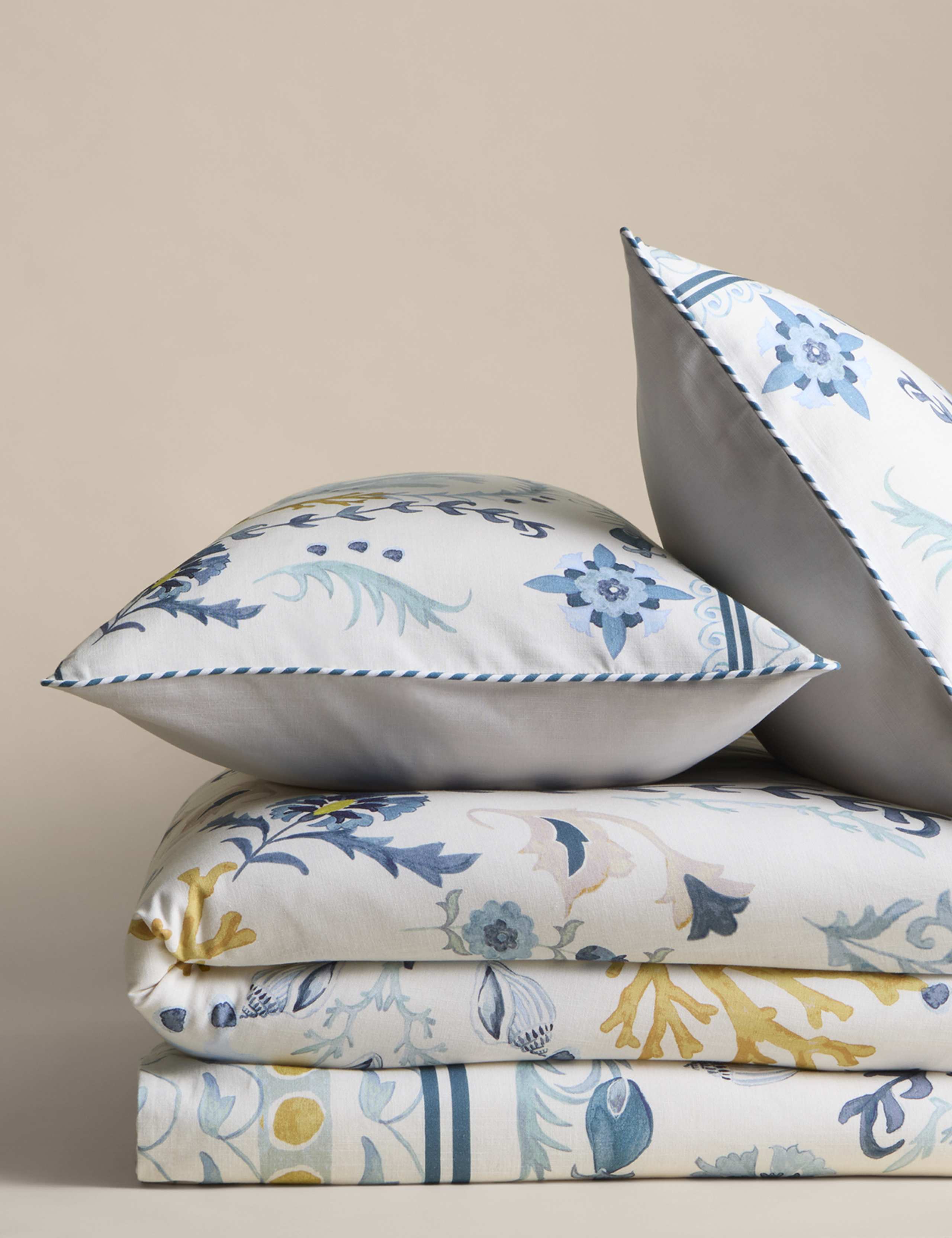 Pure Cotton Coastal Suzani Bedding Set 2 of 5