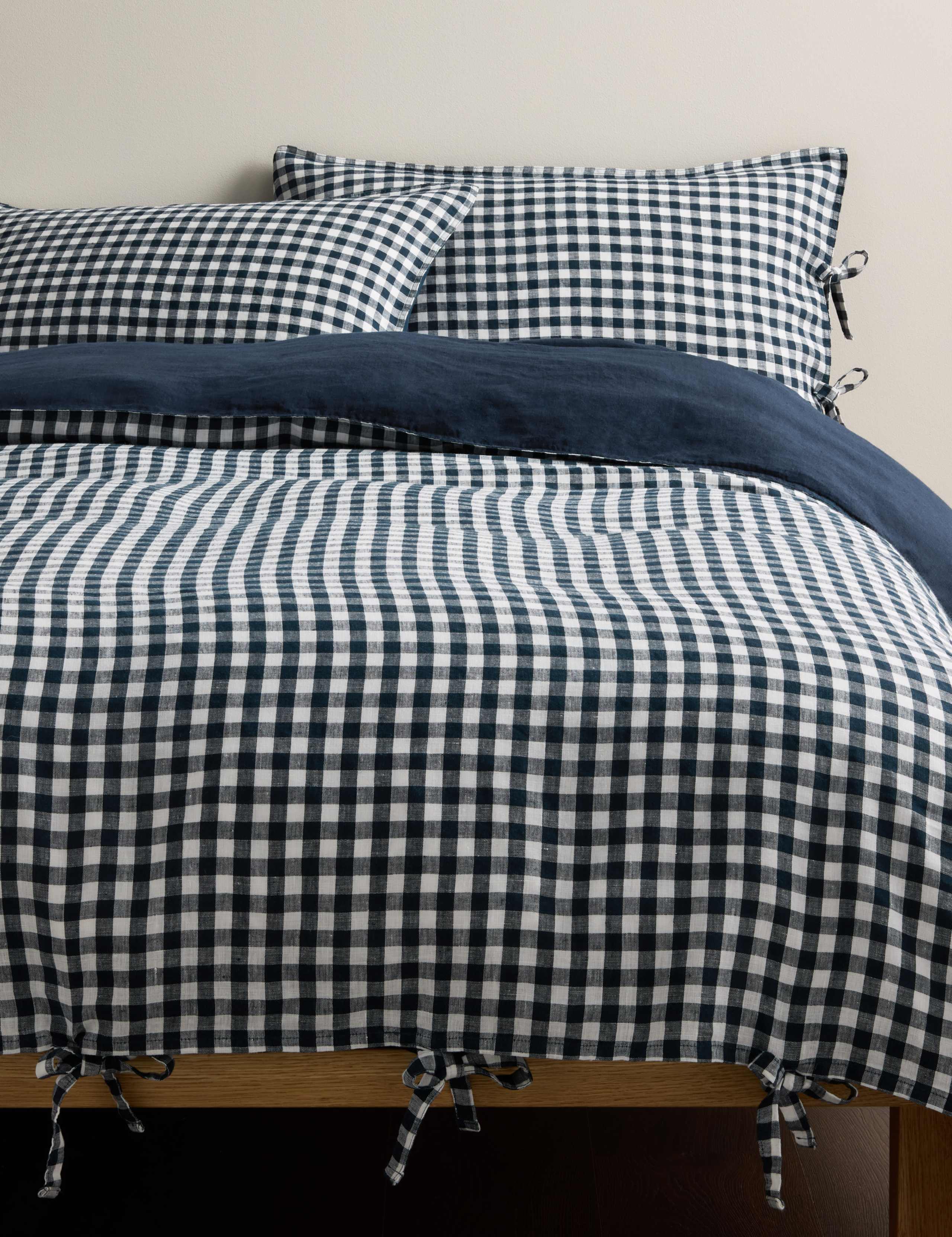 Pure Linen Gingham Bedset 1 of 5