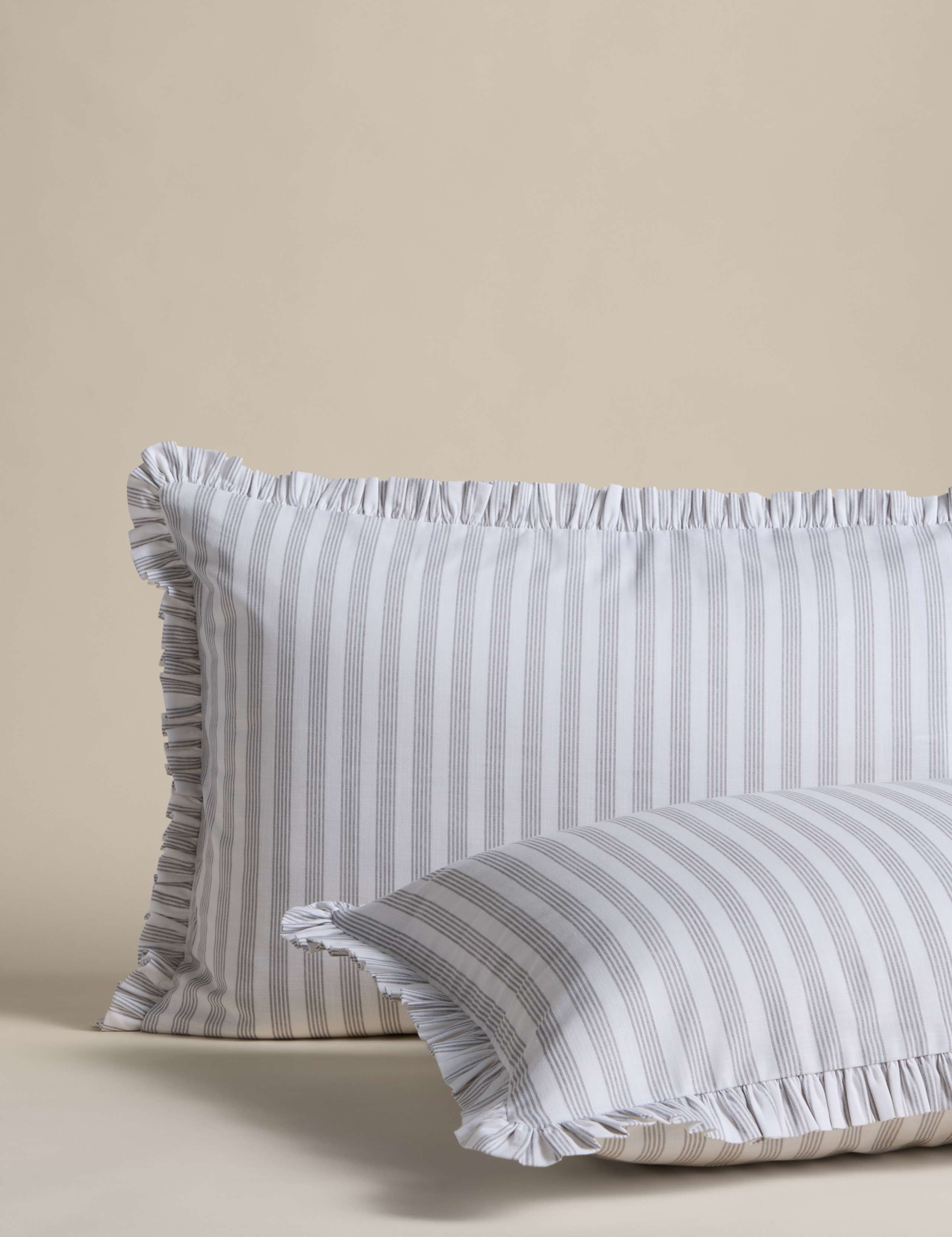Pure Cotton Narrow Stripe Ruffle Bedding Set 3 of 5