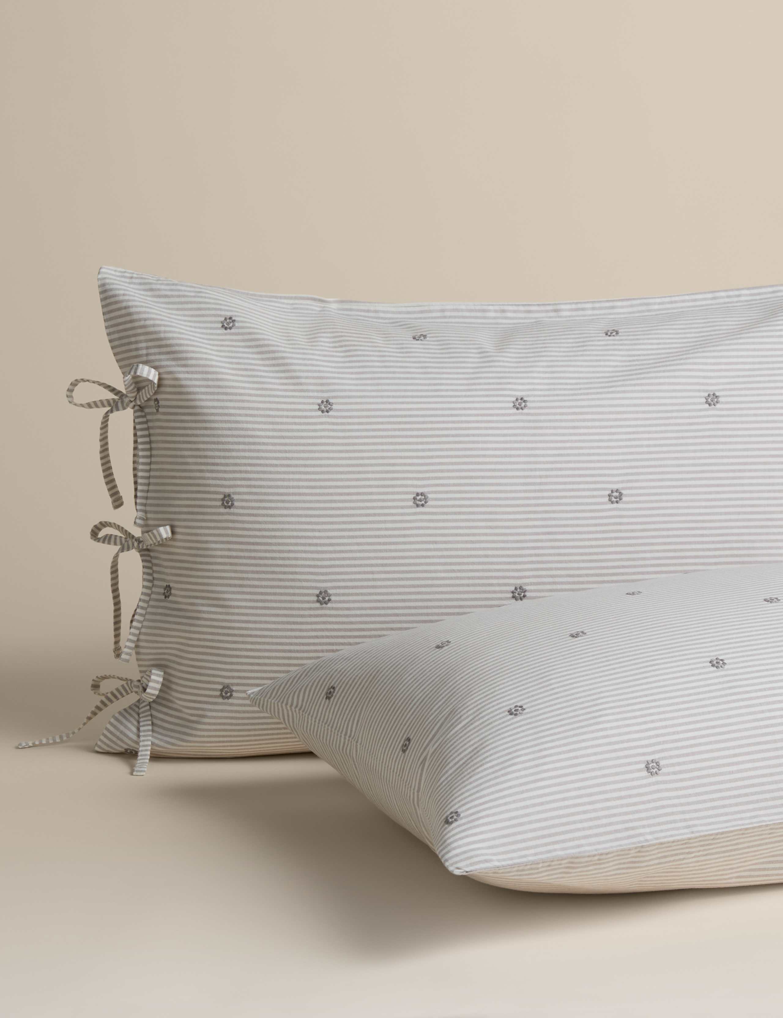 Pure Cotton Striped Embroidered Bedding Set 3 of 5