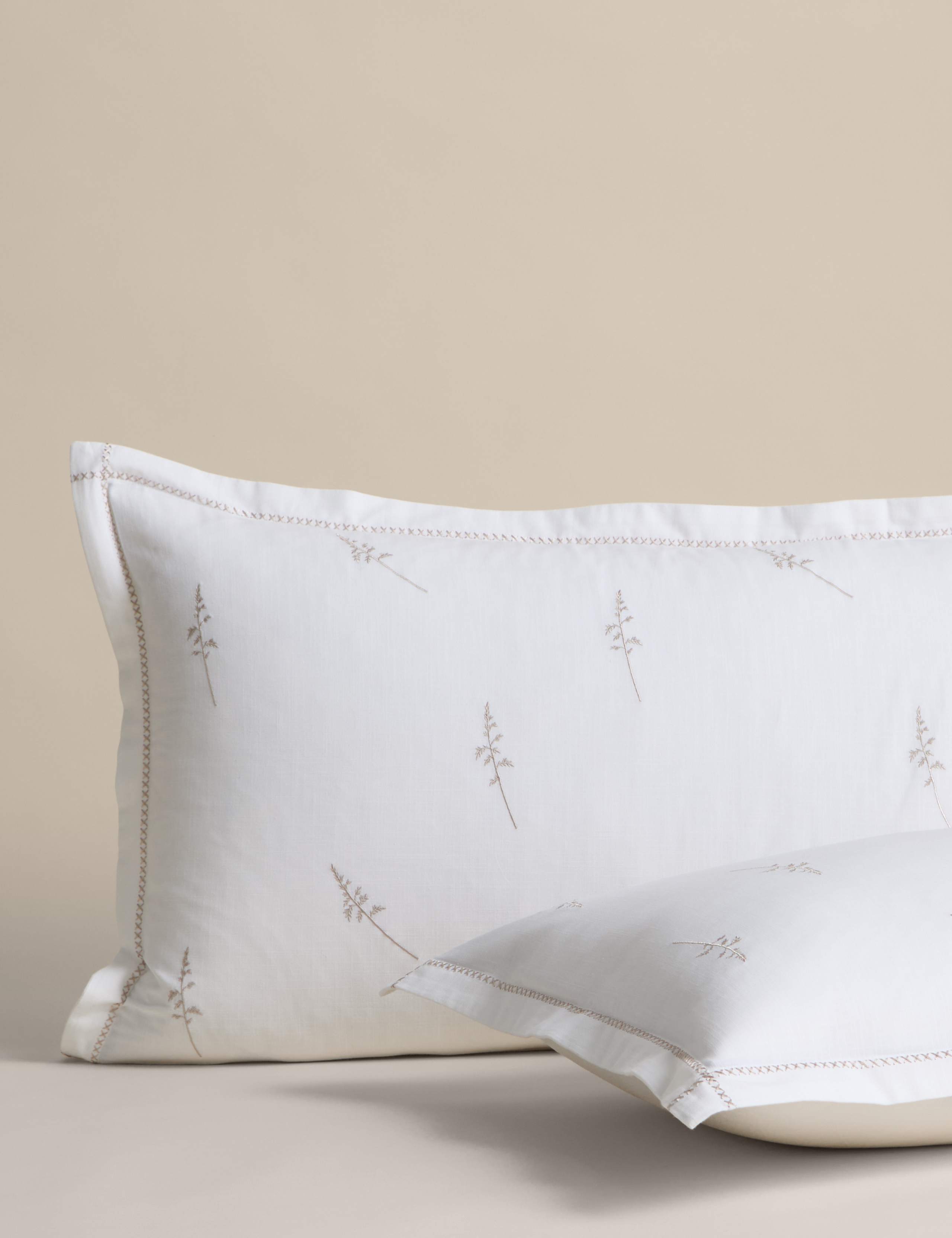 Pure Cotton Embroidered Sprig Bedding Set 3 of 4