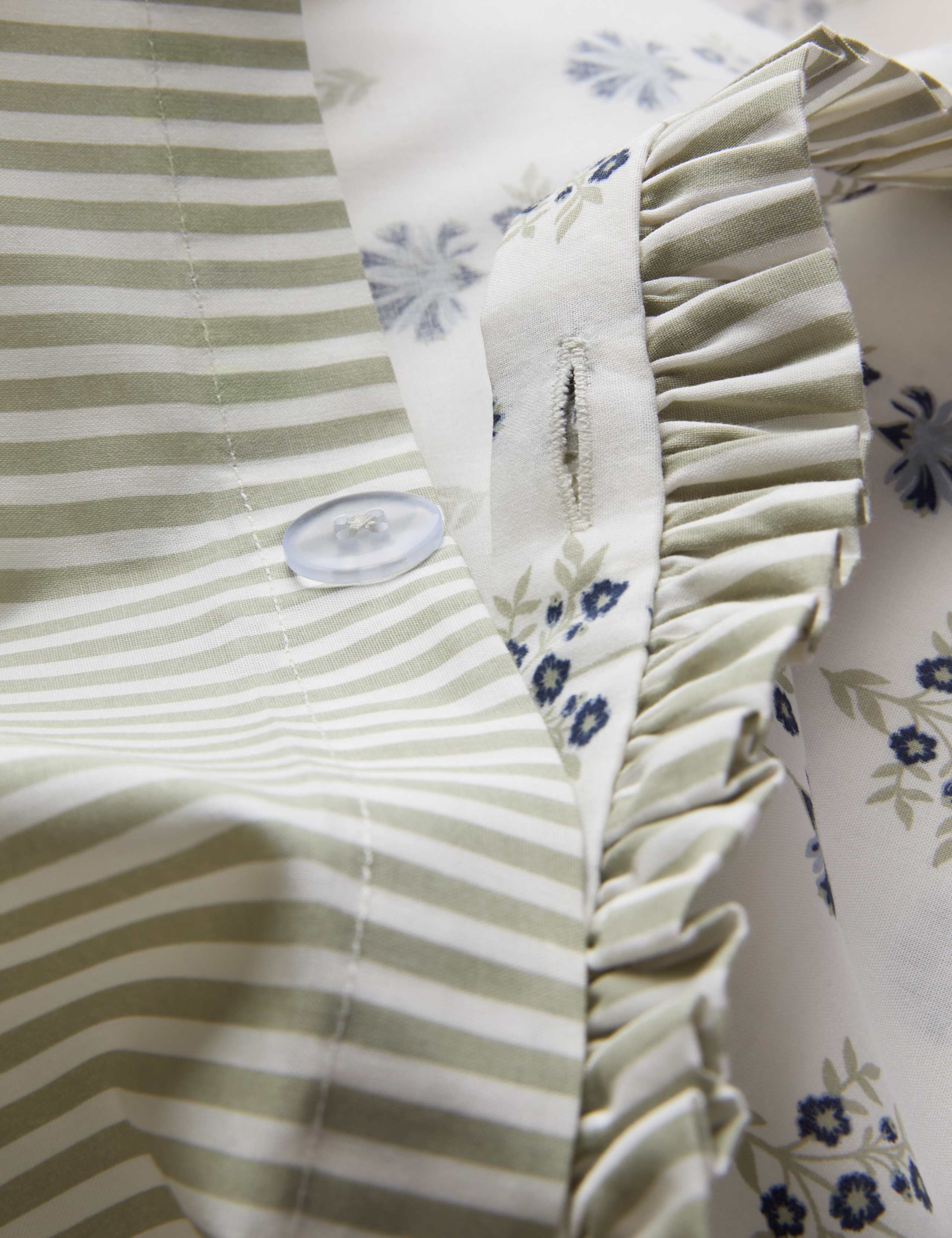Pure Cotton Reversible Floral Ruffle Bedding Set 4 of 6