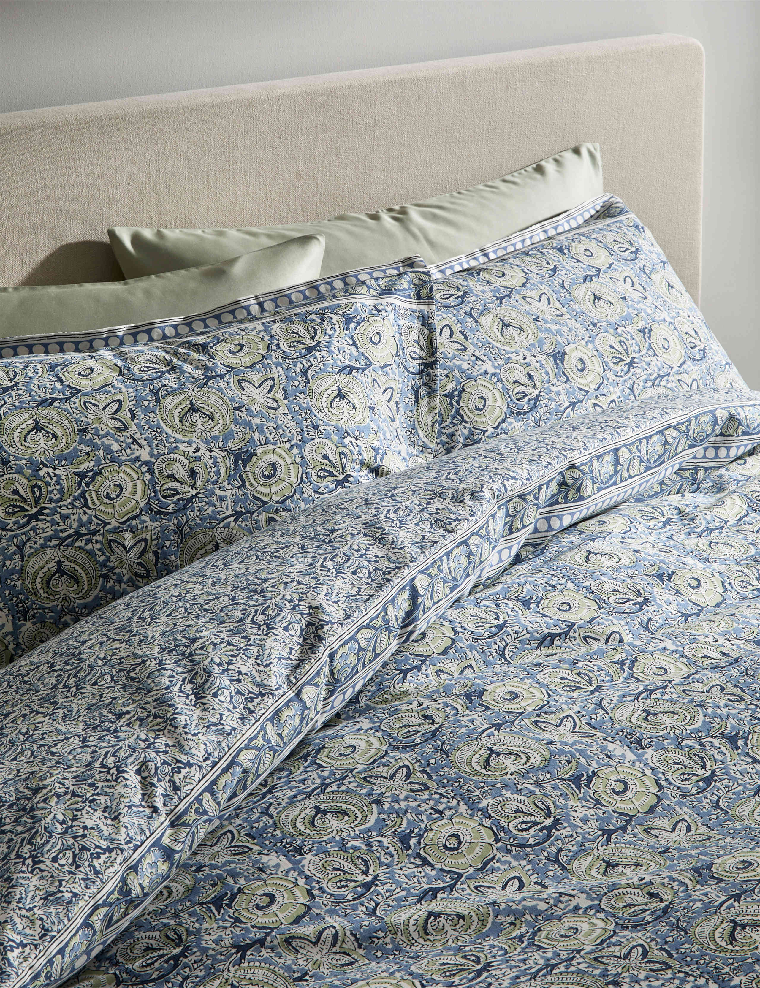 Pure Cotton Floral Woodblock Bedding Set 1 of 6