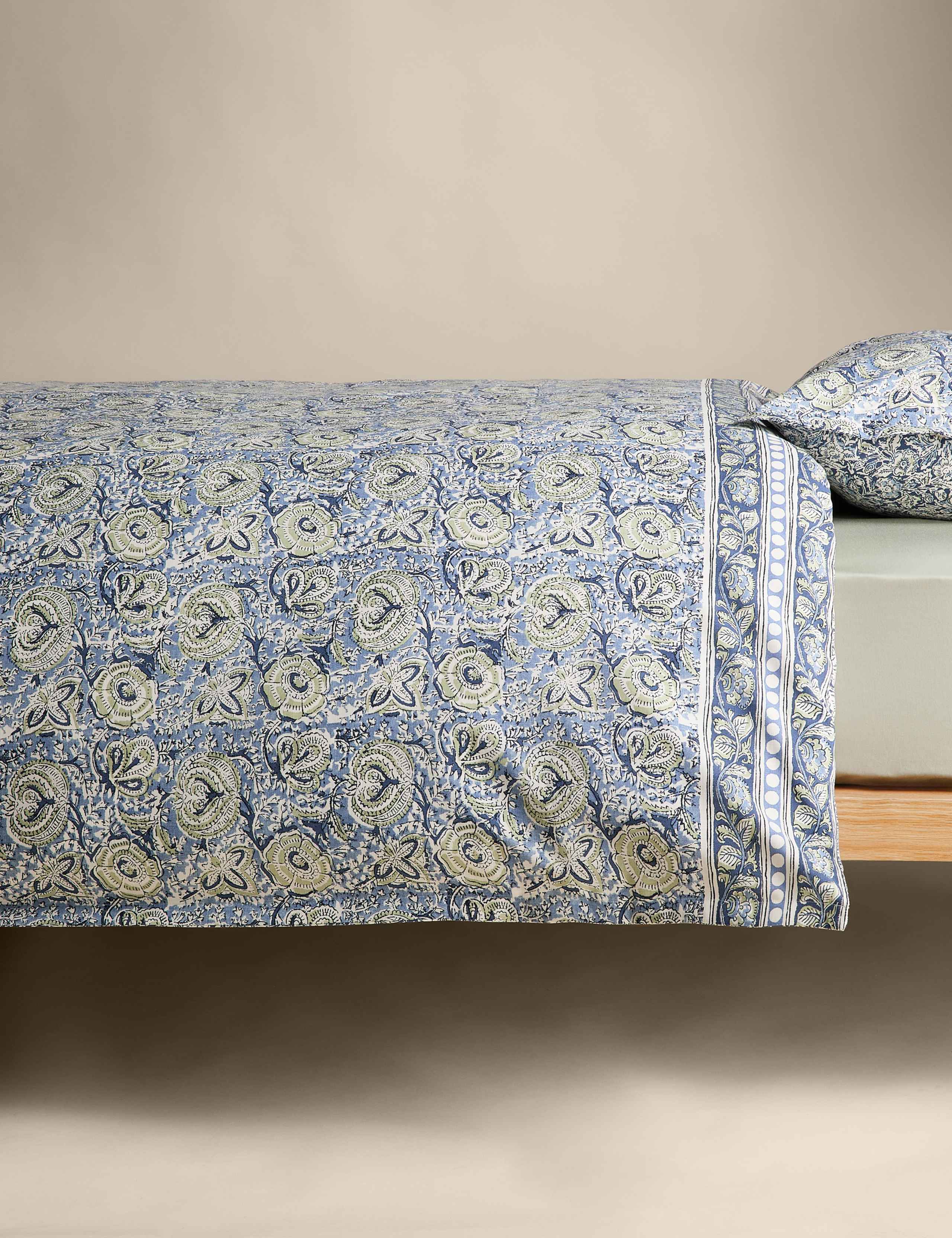 Pure Cotton Floral Woodblock Bedding Set 4 of 6