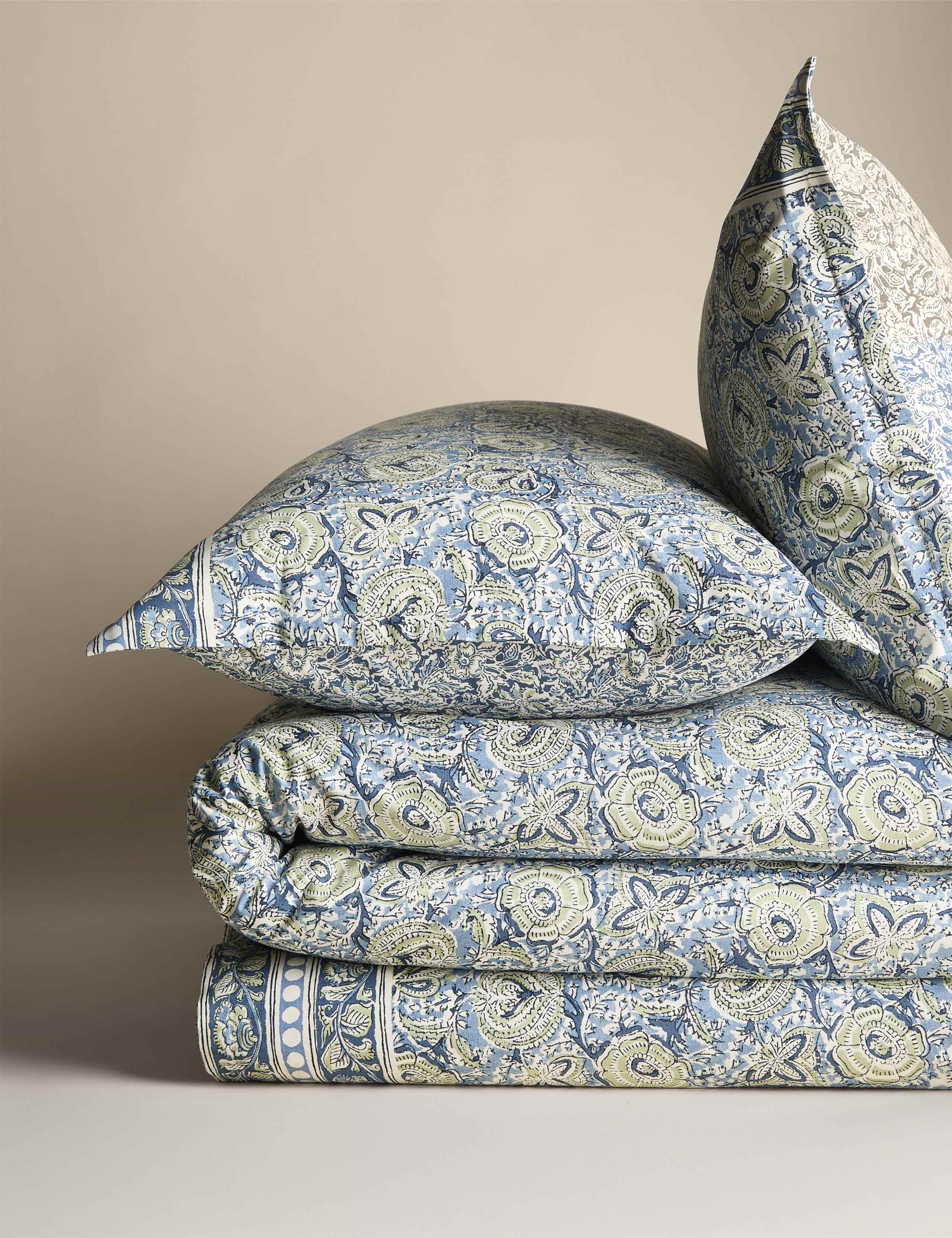 Pure Cotton Floral Woodblock Bedding Set 2 of 6