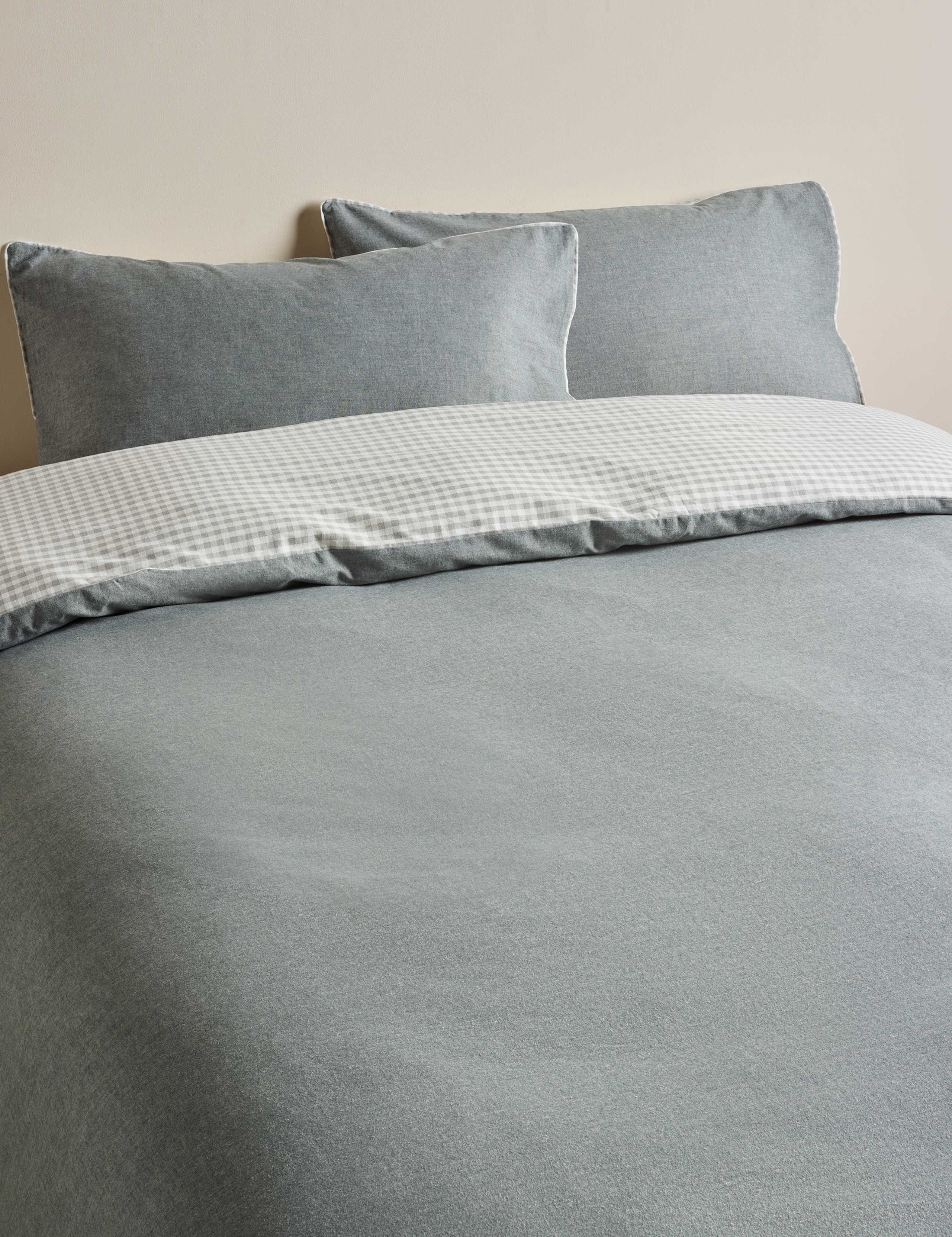 Brushed Cotton Melange Gingham Bedding Set 1 of 5