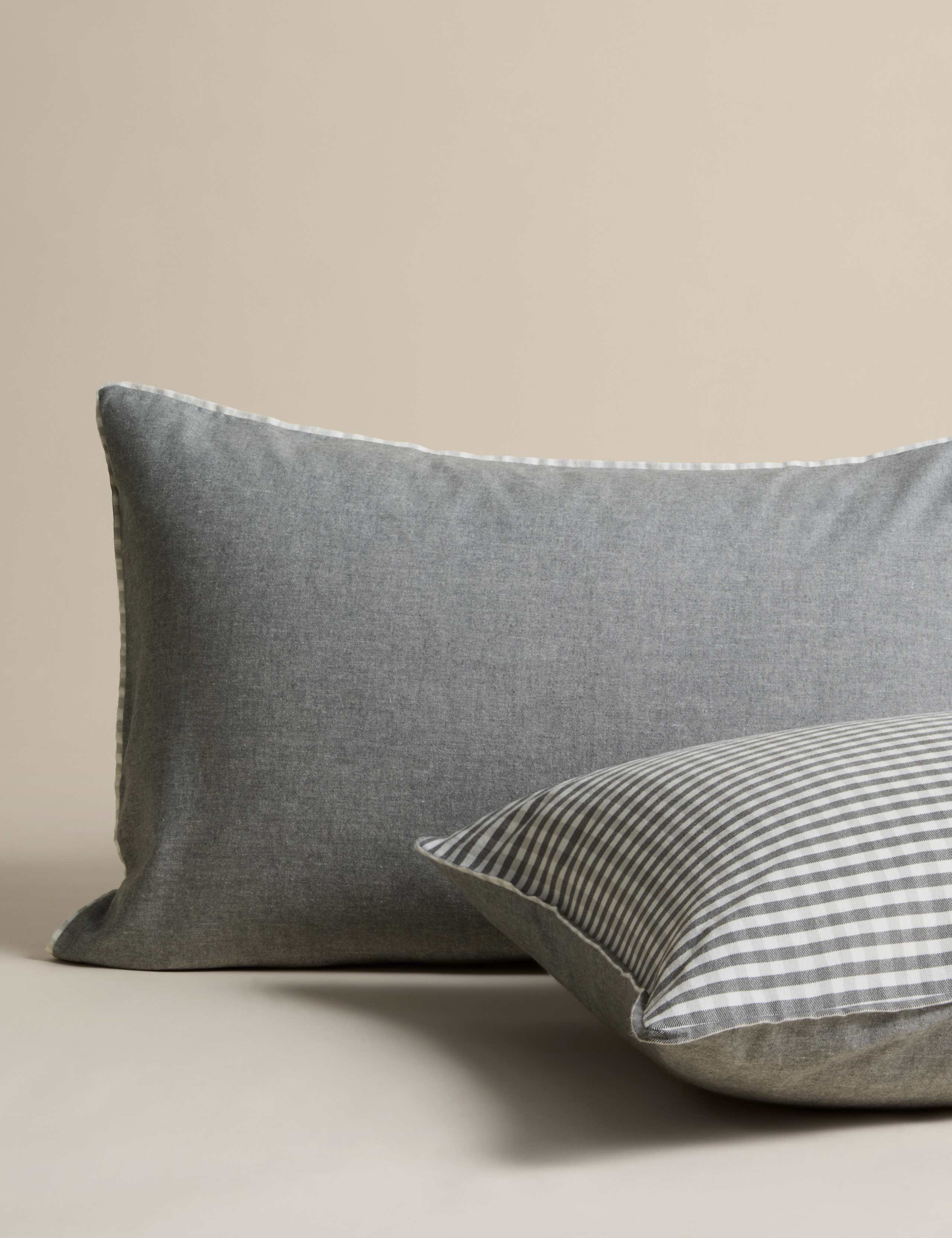 Brushed Cotton Melange Gingham Bedding Set 3 of 5