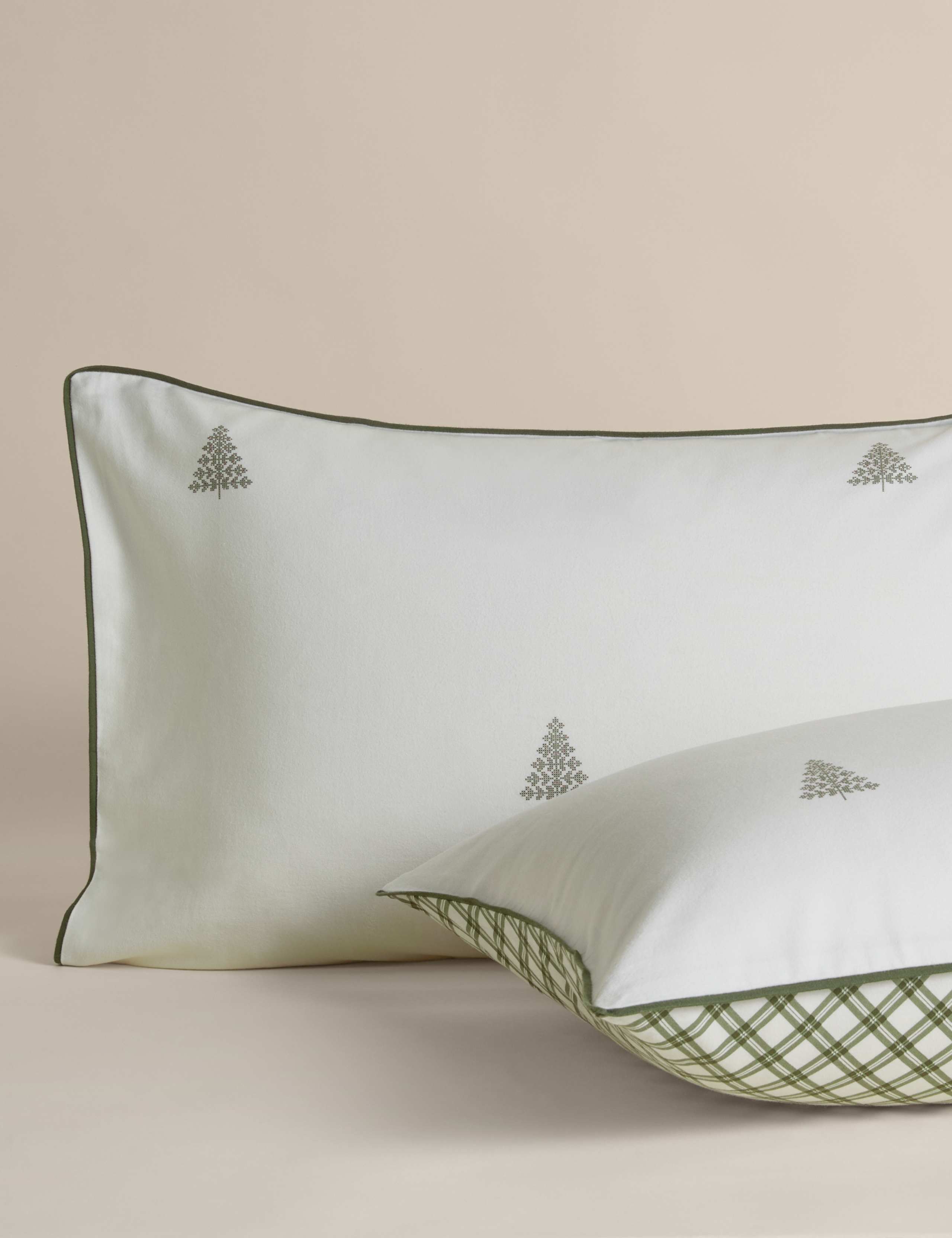 Pure Brushed Cotton Tree Print Reversible Bedding Set 3 of 5
