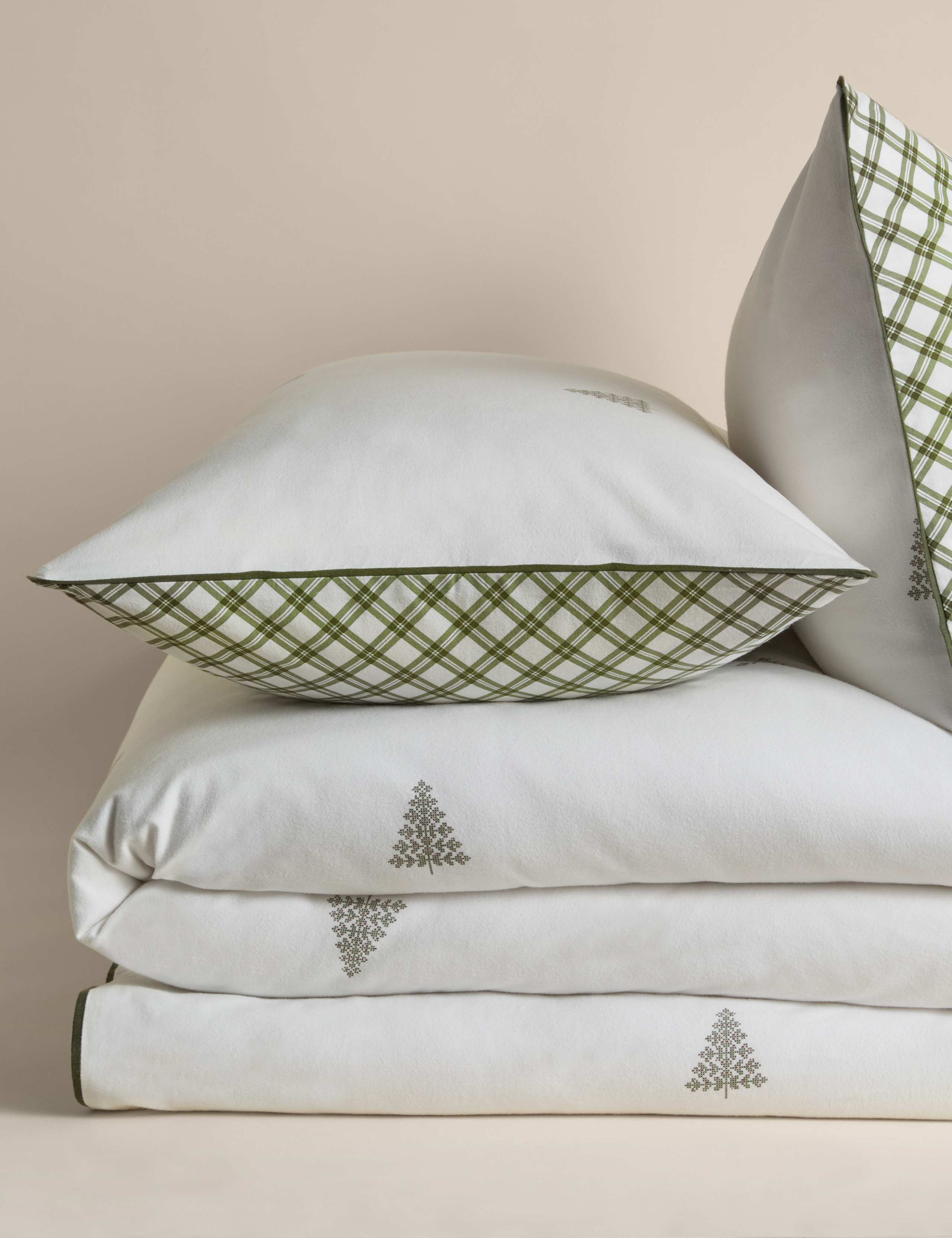 Pure Brushed Cotton Tree Print Reversible Bedding Set 2 of 5
