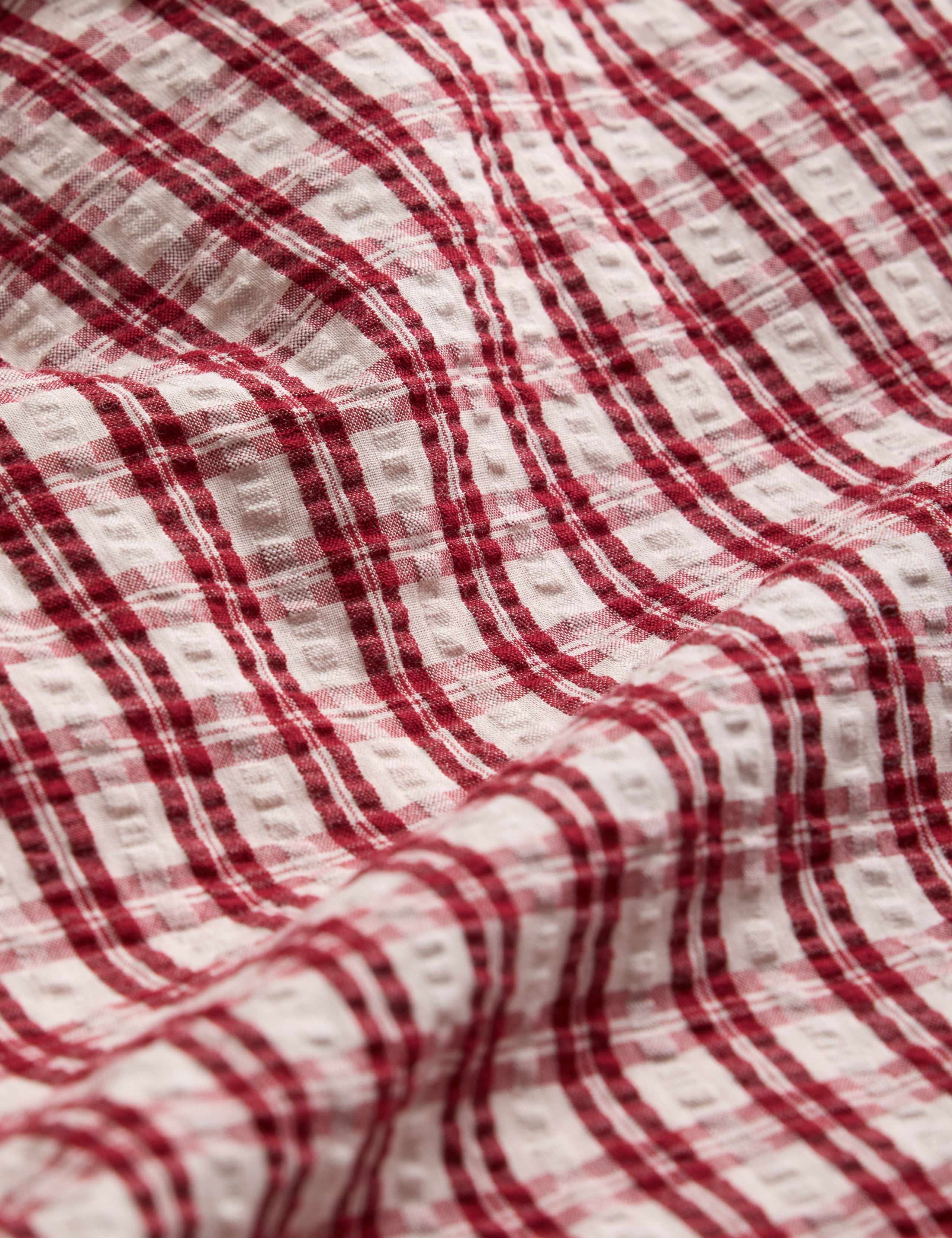 Pure Cotton Yarn Dyed Checked Seersucker Bedding Set 4 of 5