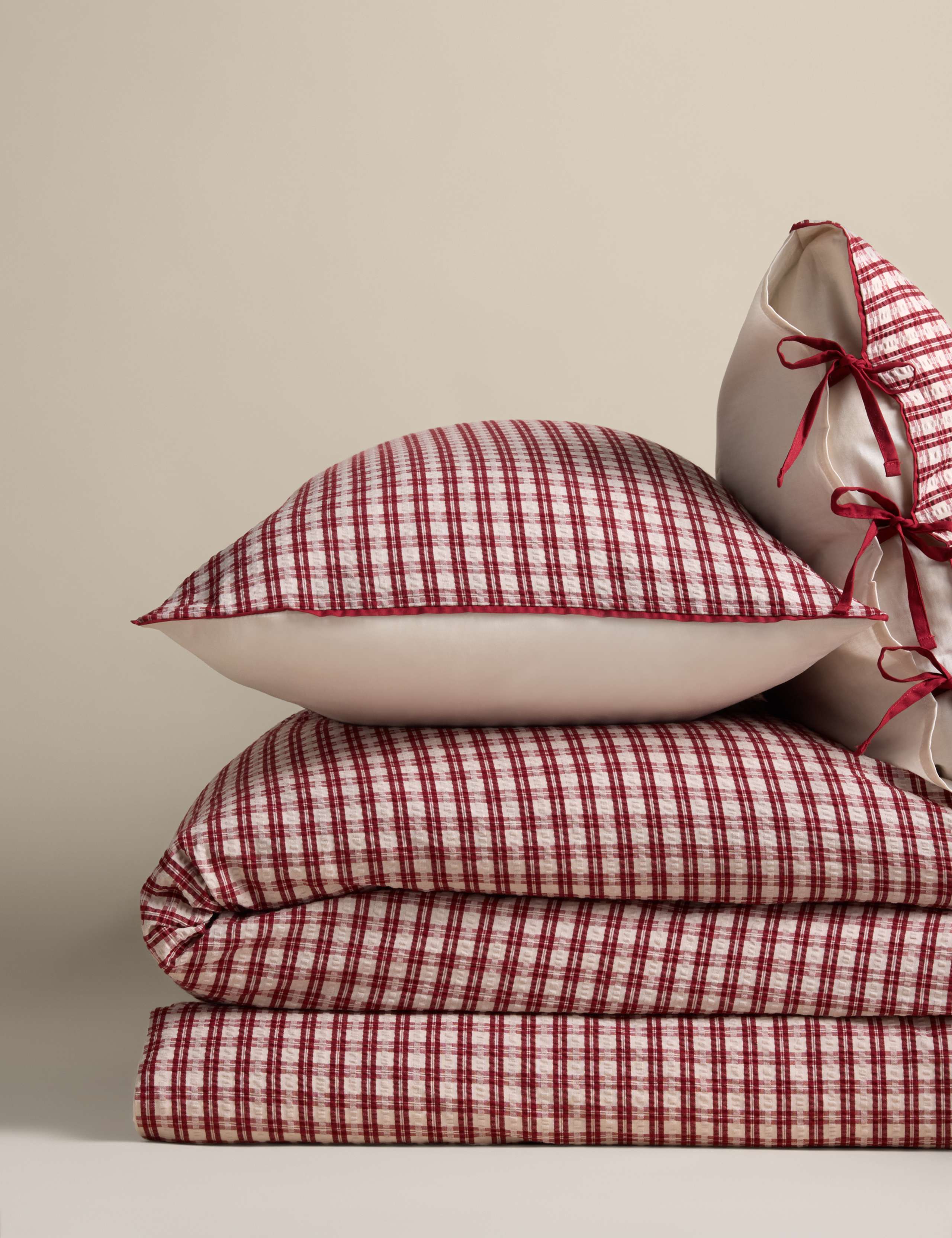 Pure Cotton Yarn Dyed Checked Seersucker Bedding Set 2 of 5