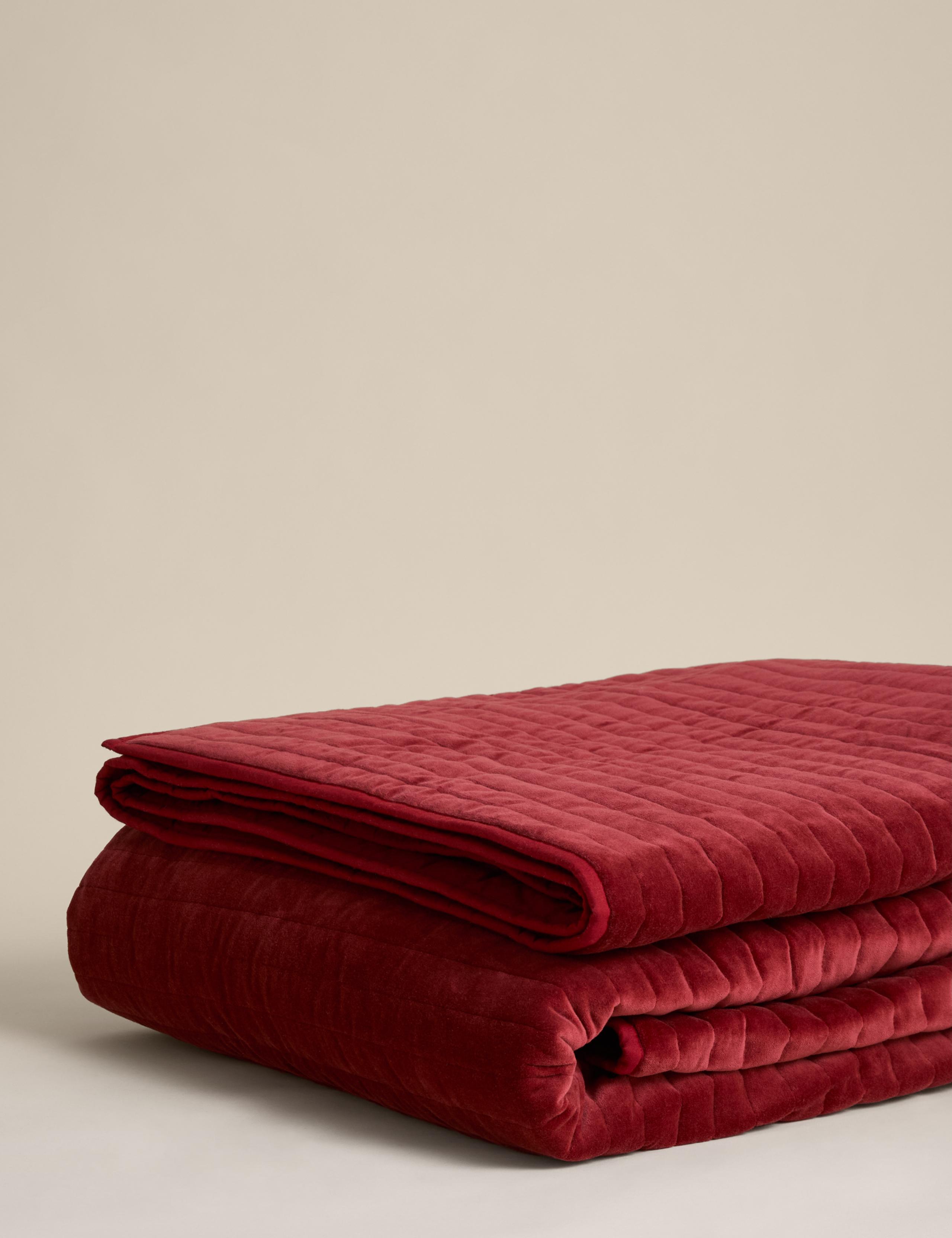 Pure Cotton Velvet Narrow Stripe Bedspread 3 of 7