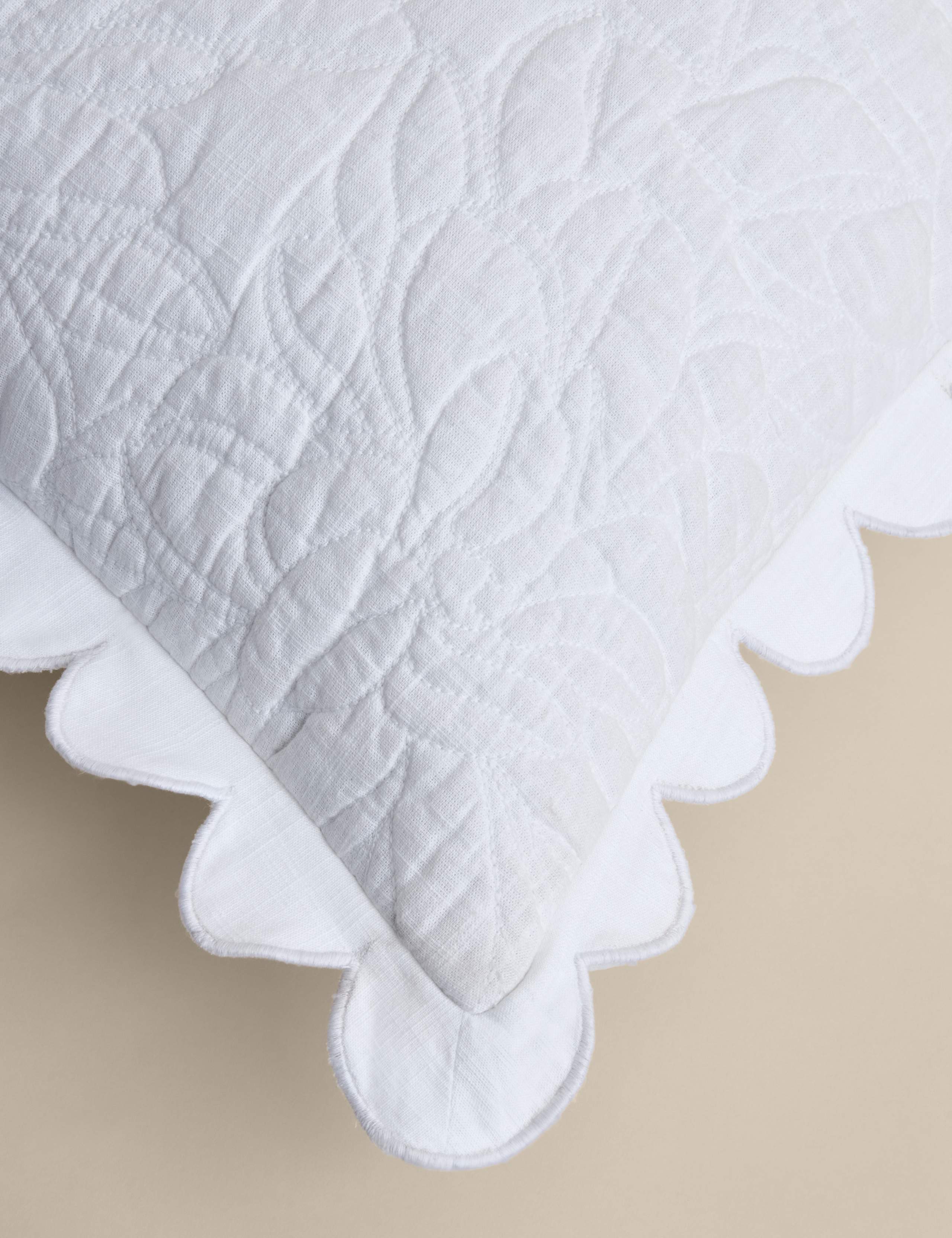 Pure Cotton Floral Scalloped Large Decorative Cushion 3 of 5