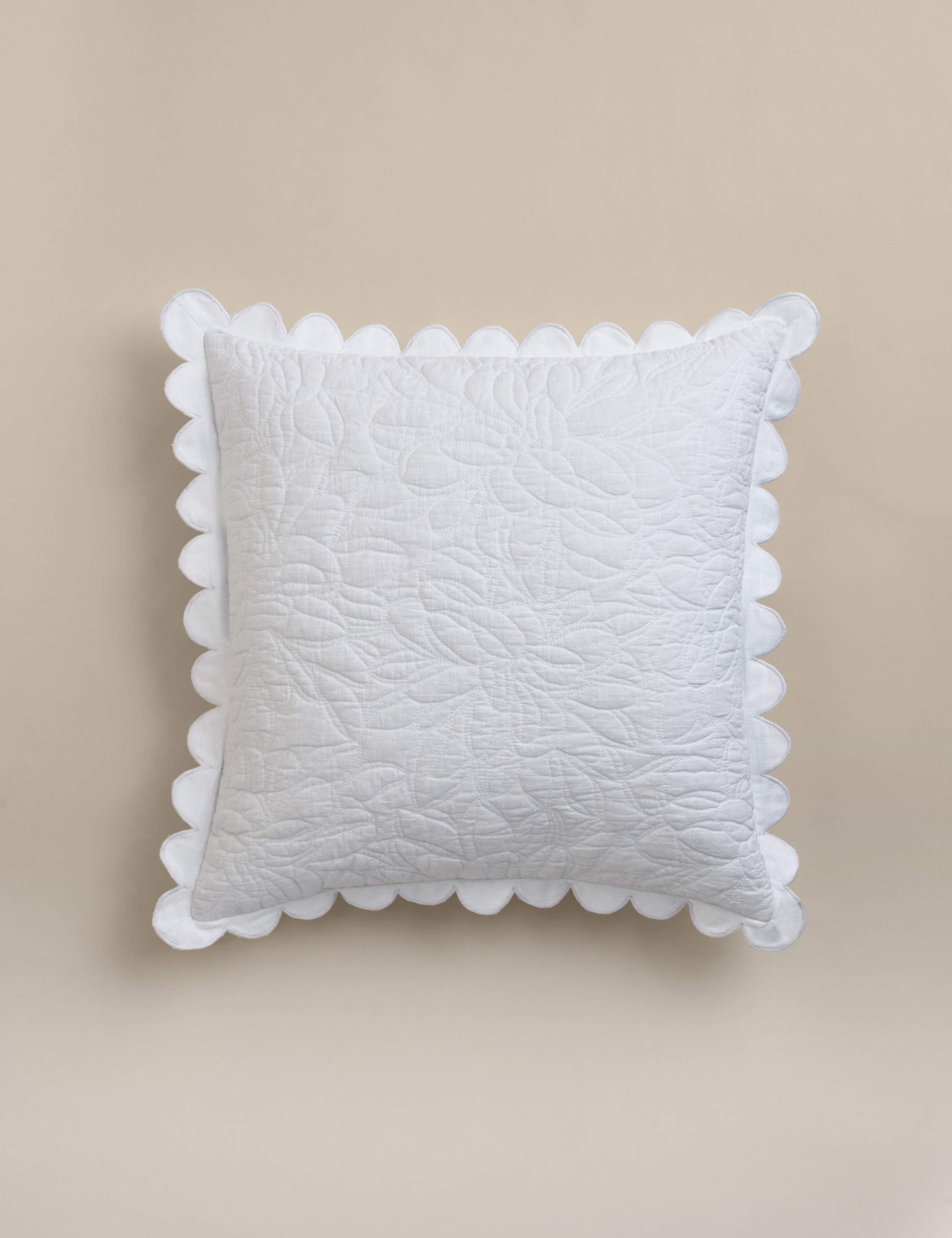 Pure Cotton Floral Scalloped Square Pillow Sham 1 of 4