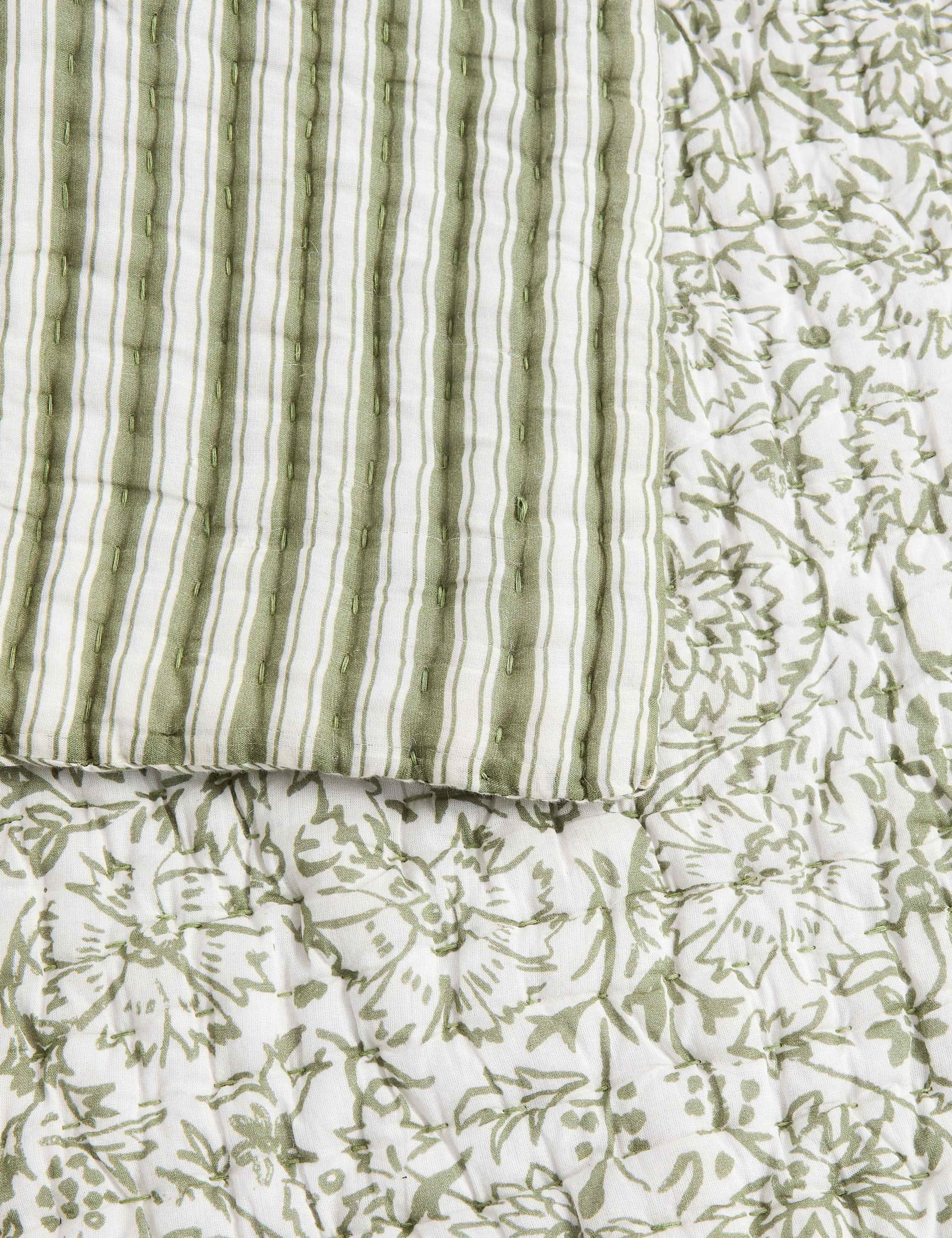 Pure Cotton Floral Striped Bedspread 2 of 3