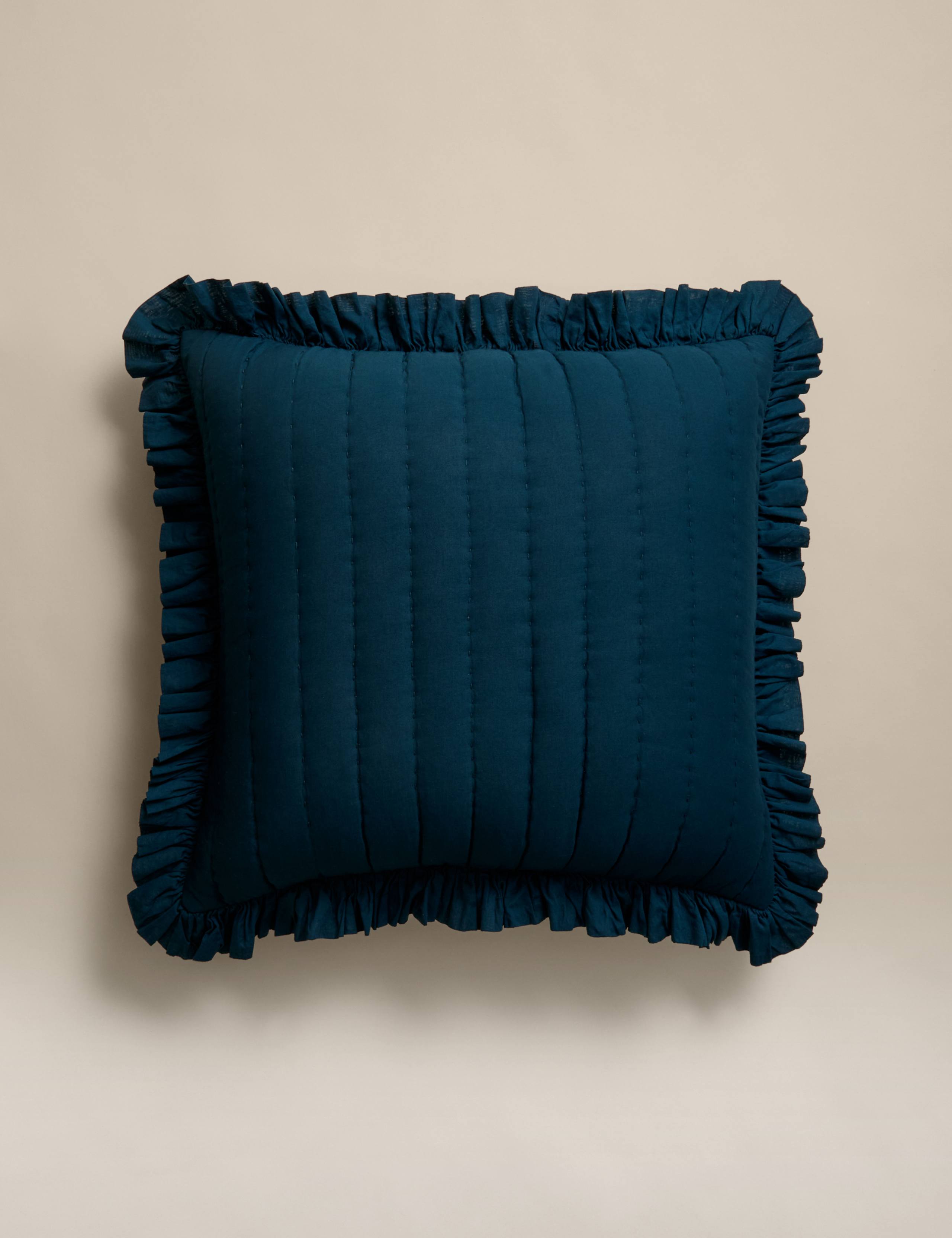Pure Cotton Textured Ruffle Trim Cushion 2 of 6
