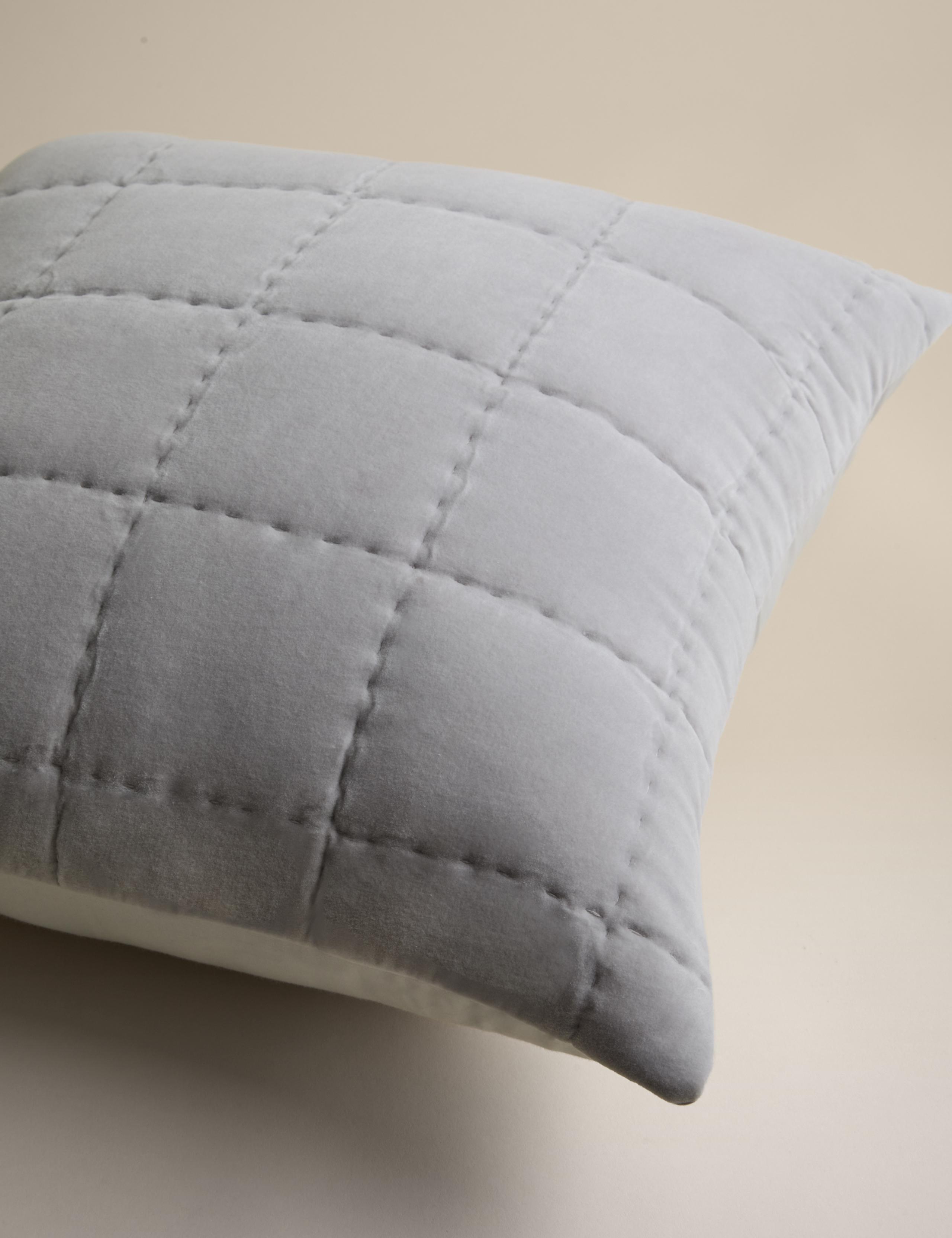 Pure Cotton Velvet Quilted Cushion 2 of 5