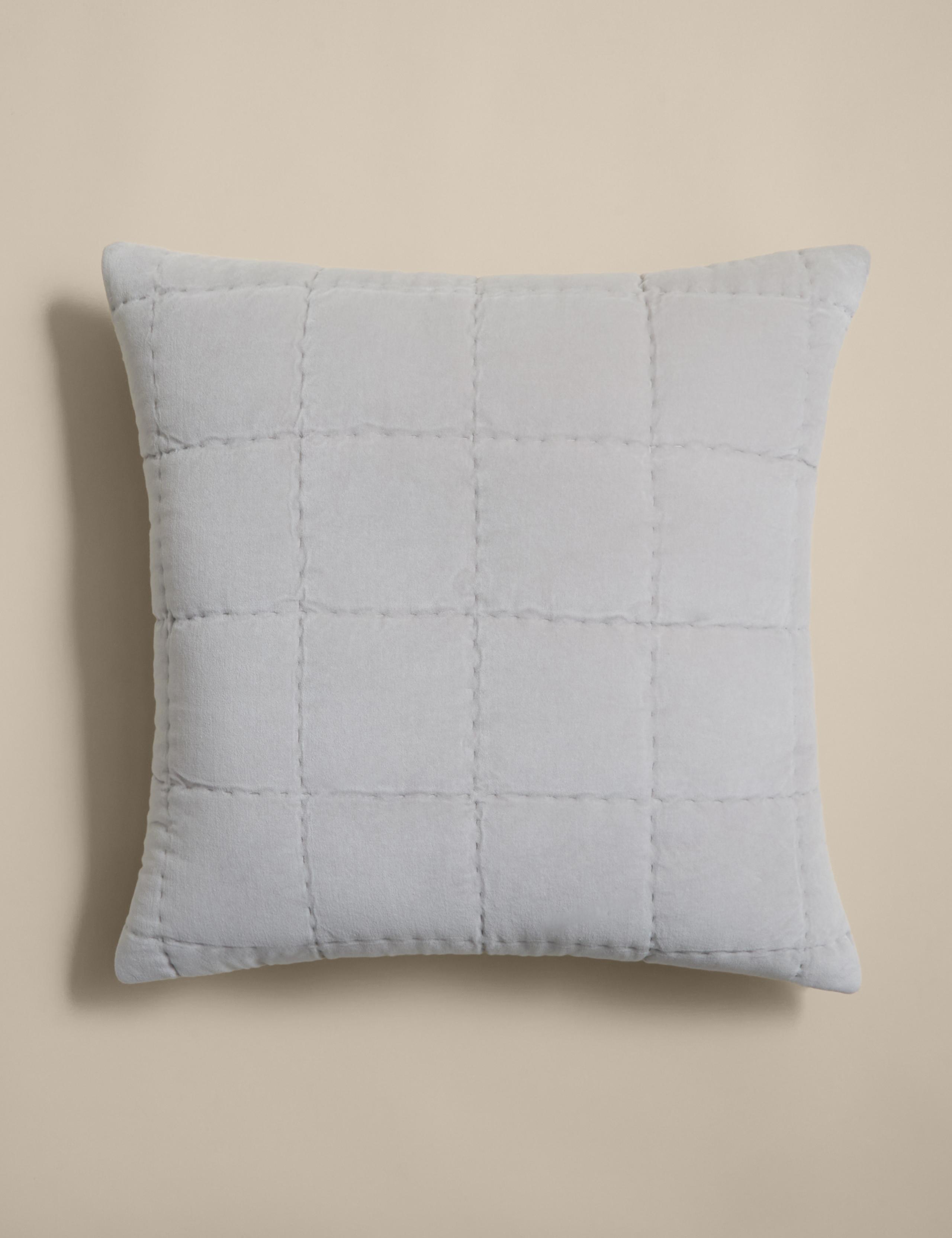 Pure Cotton Velvet Quilted Cushion 1 of 5