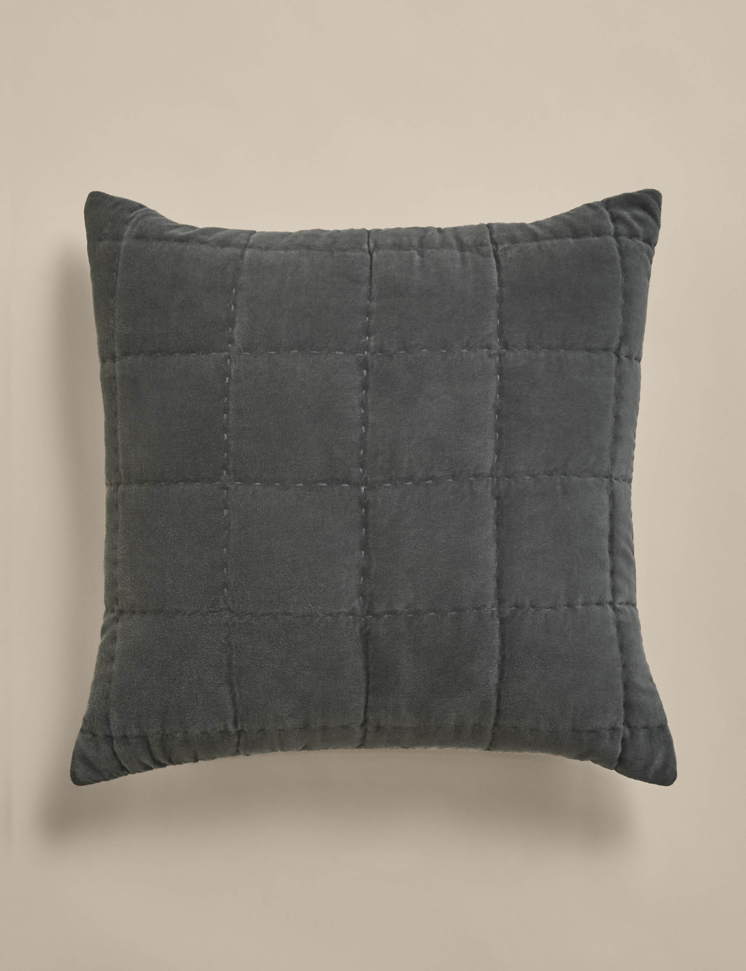 Pure Cotton Velvet Quilted Cushion 2 of 7