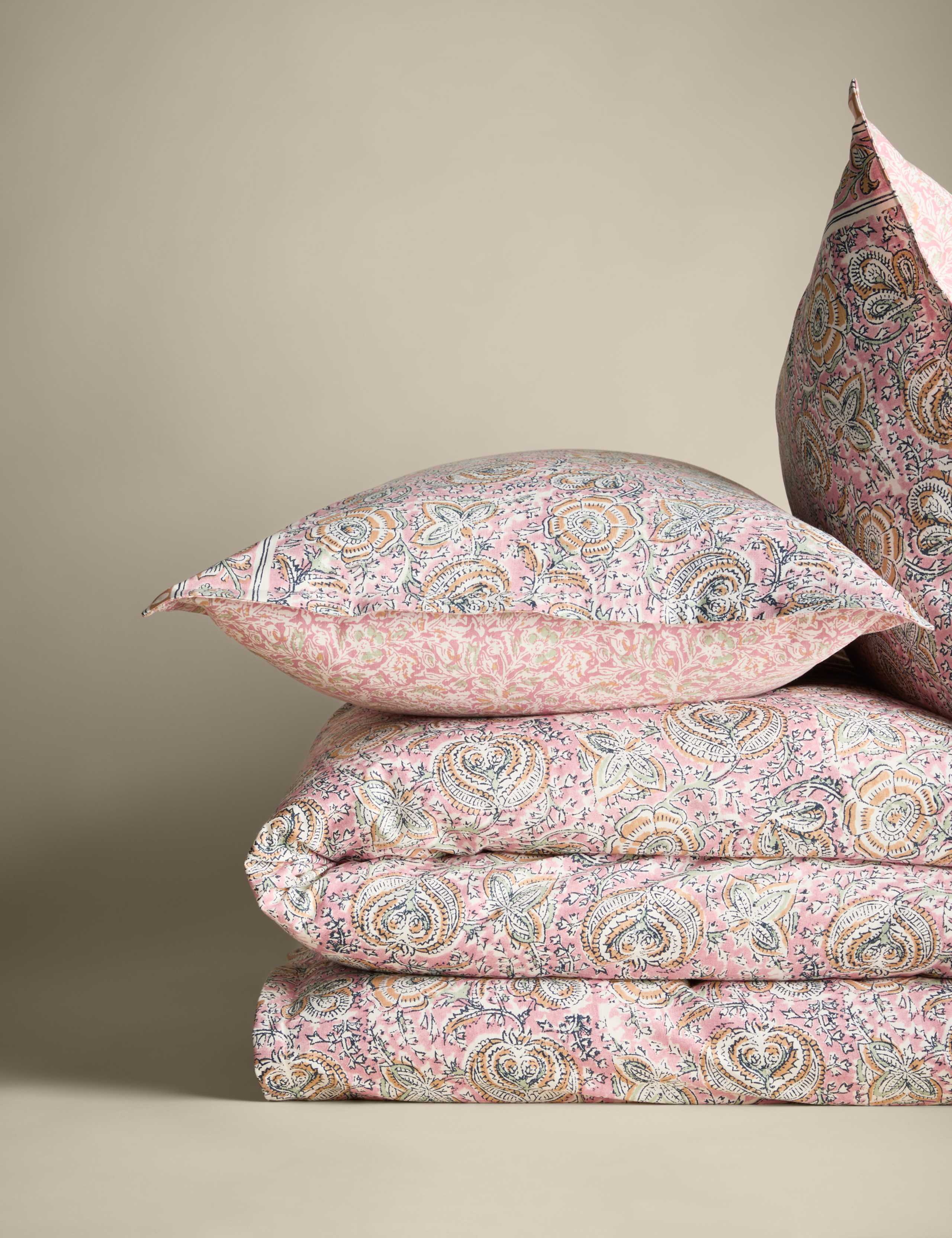 Pure Cotton Woodblock Floral Bedding Set 2 of 6