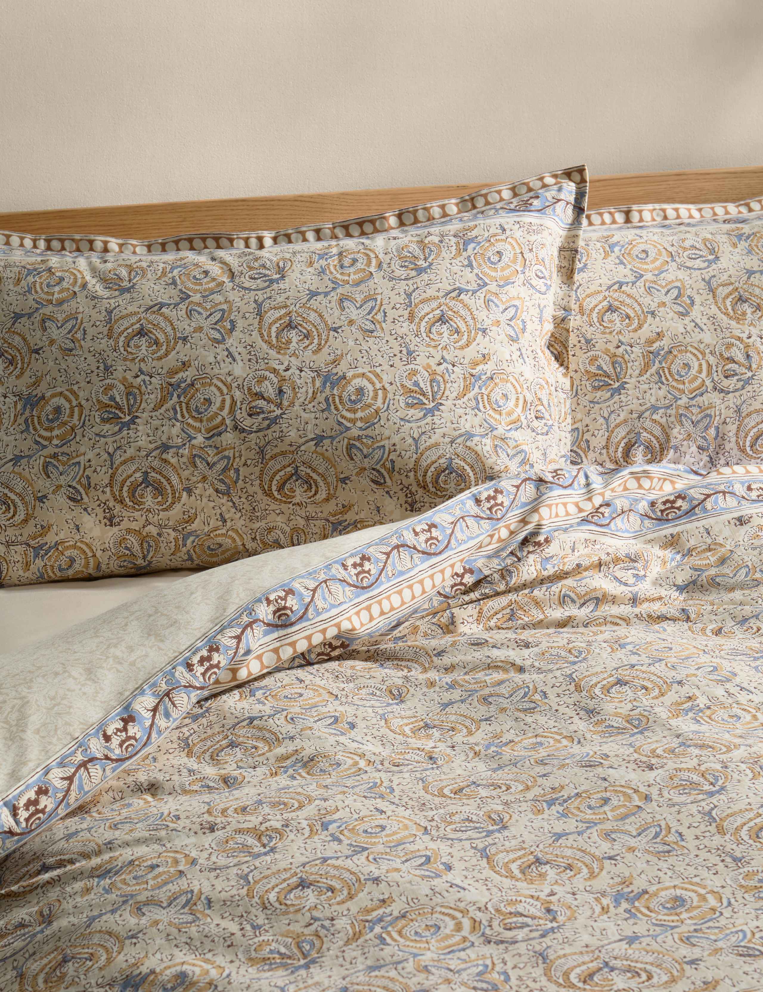Pure Cotton Woodblock Floral Bedding Set 1 of 5
